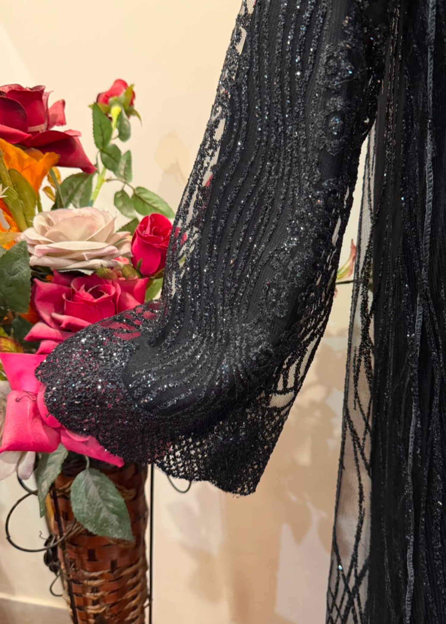 french net Abaya in Black