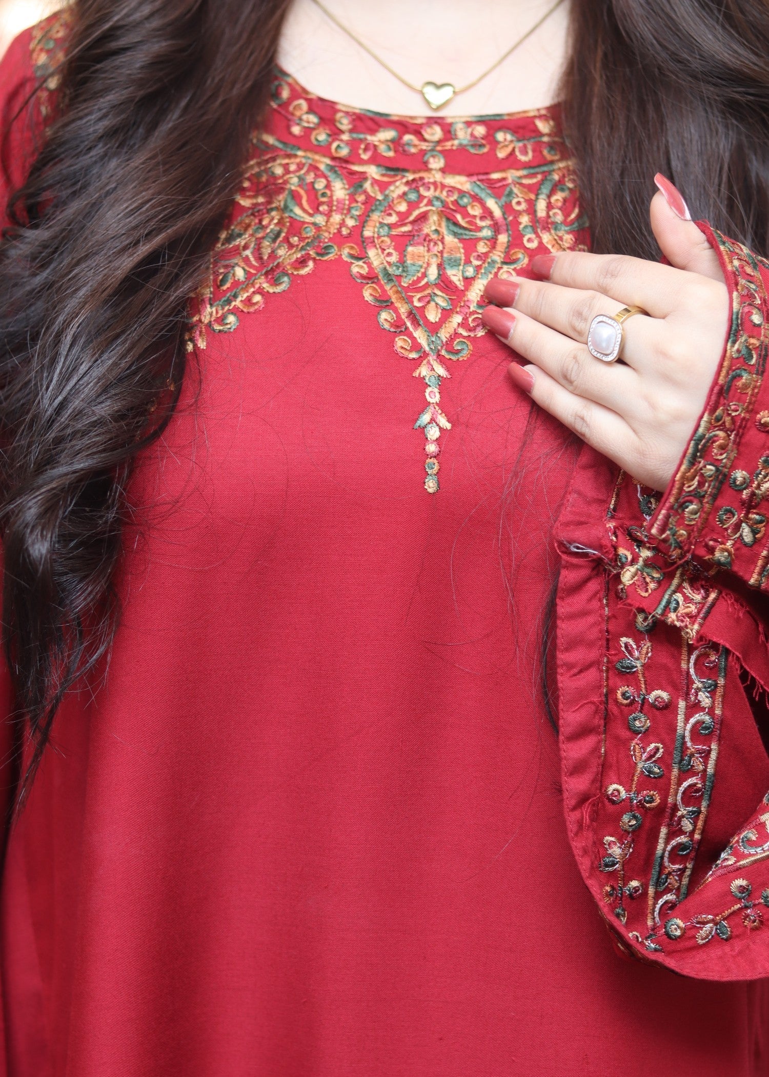 dhanak linen Maxi in Amaranth