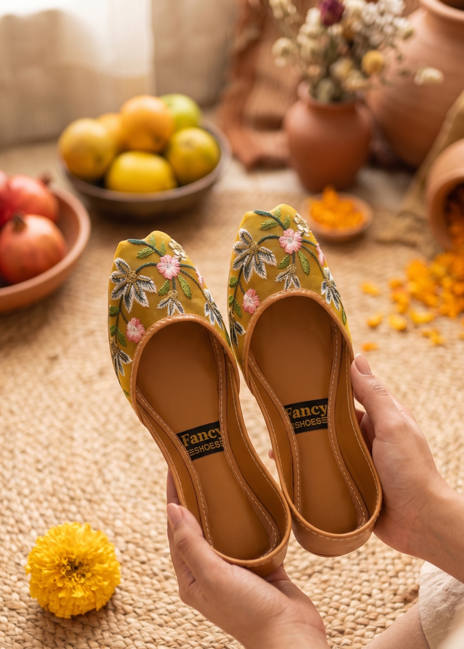 Khussa in Mustard by - High Quality Women Khussa LUV2113