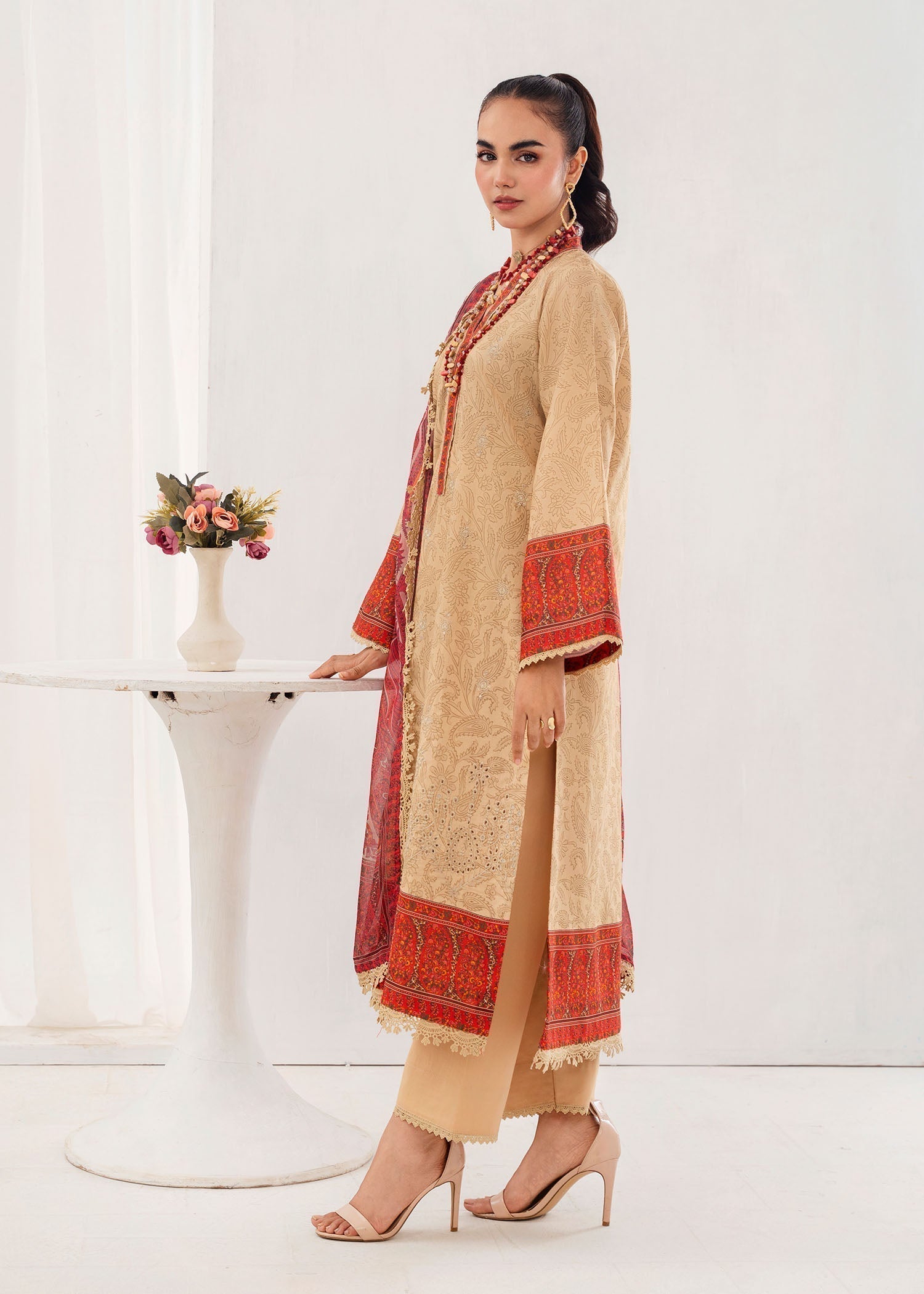 lawn Kurta Set in Wheat