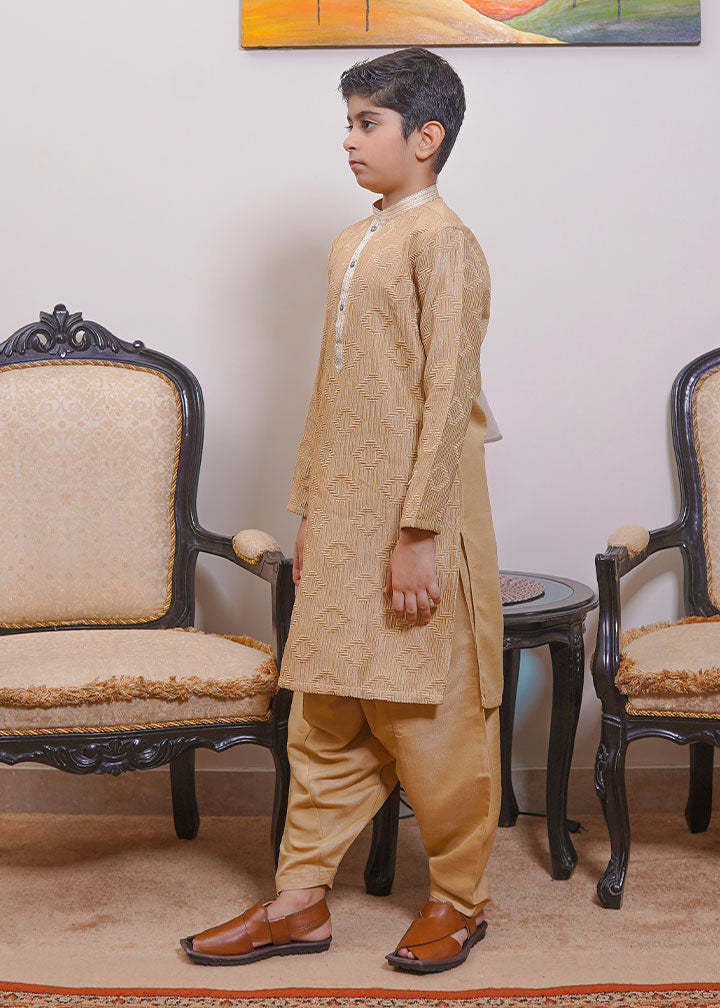 raw silk Kurta Set in Gold