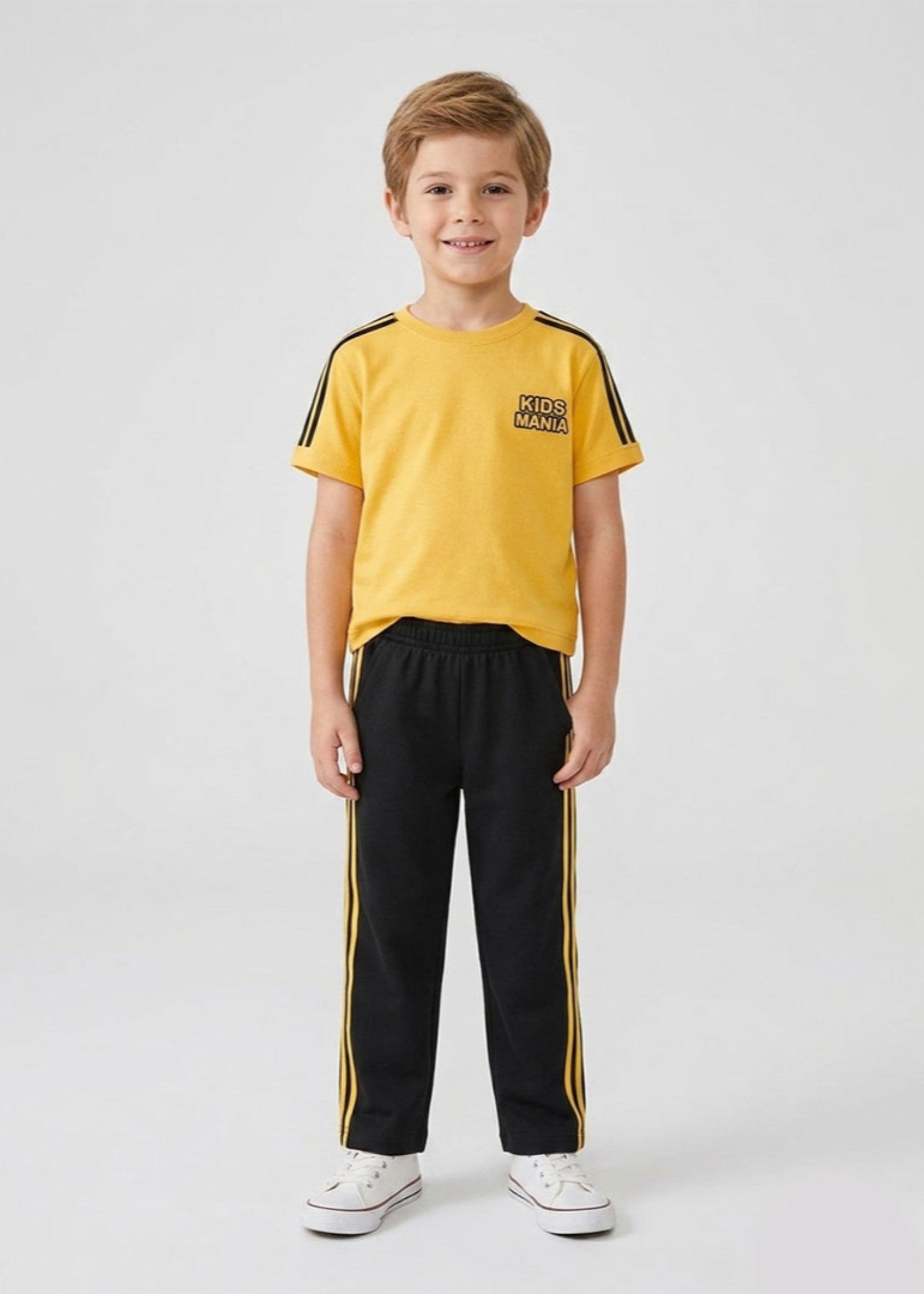 polycotton Tracksuit in Jet black, mustard