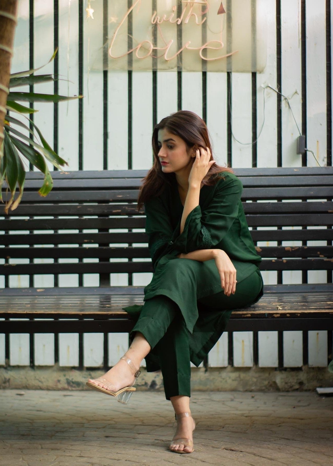 raw silk Co Ord Sets in Bottle green