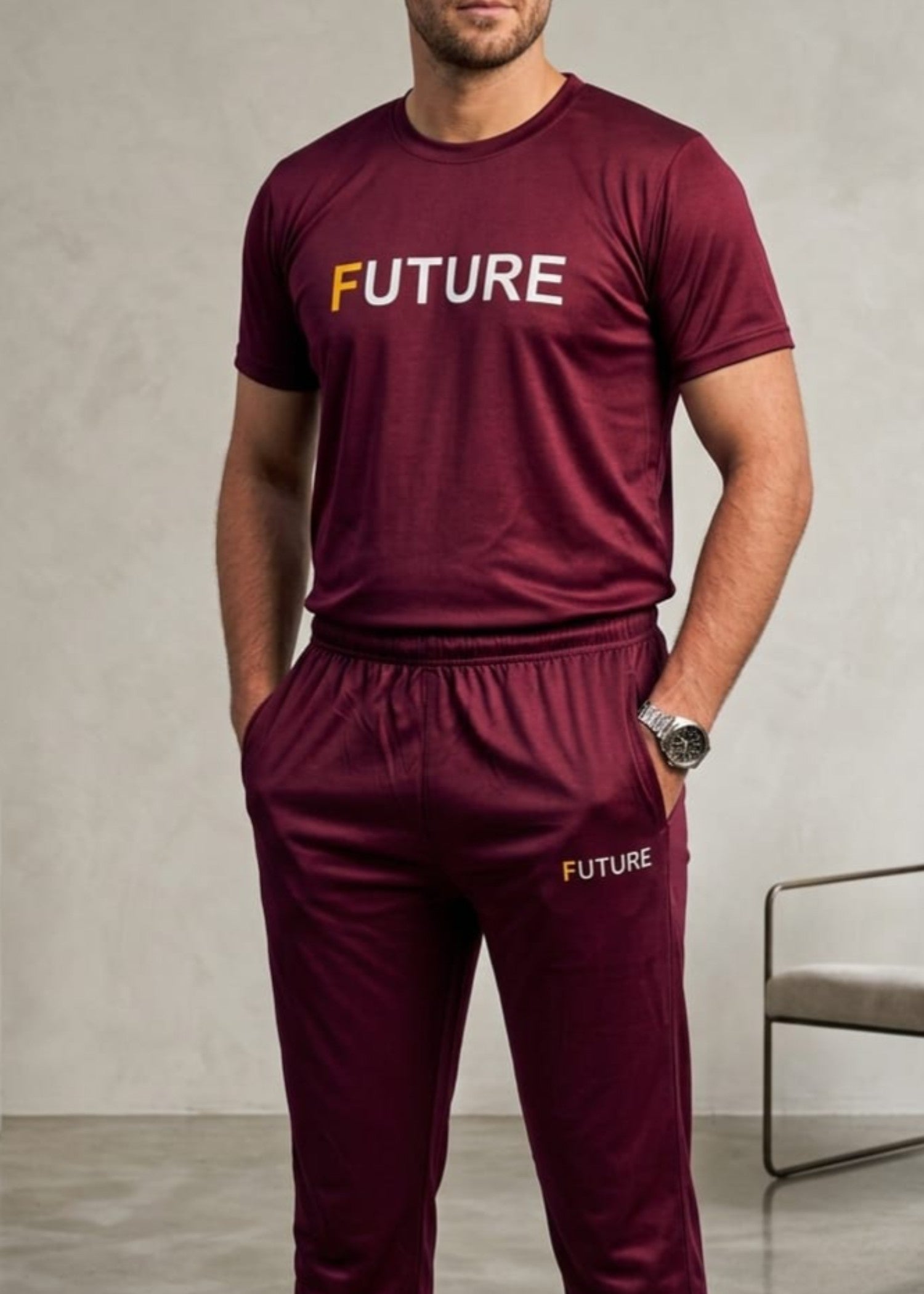 jersey knit Tracksuit in Maroon
