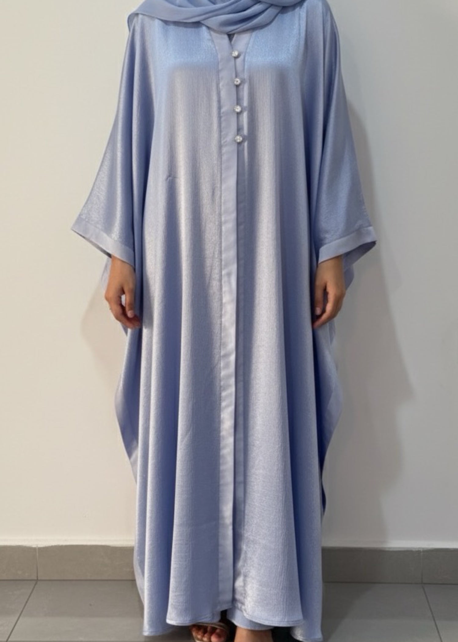 poly silk Abaya in Light blue