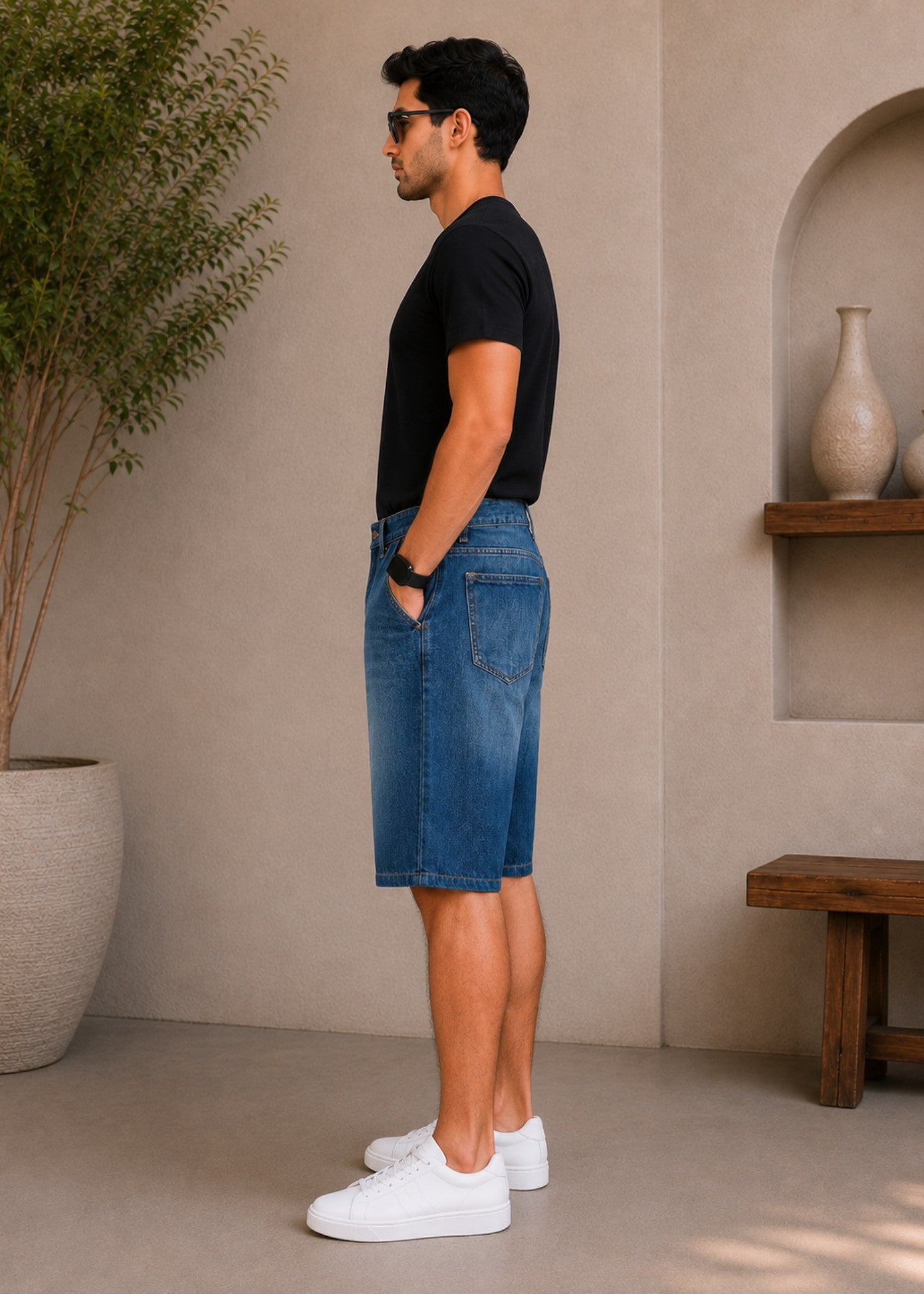 cotton Shorts in Sapphire blue by Bin Khalid