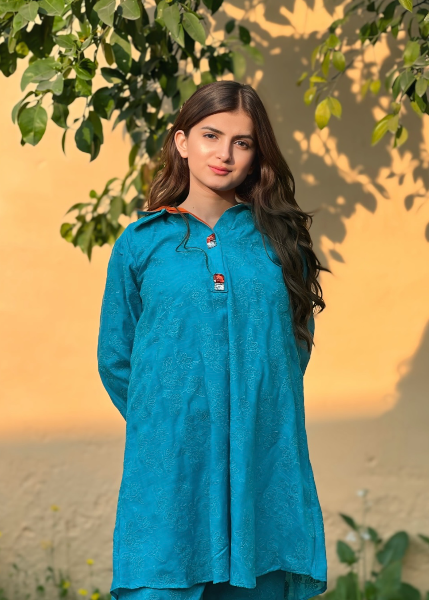 lawn cotton Short Frock in Azure