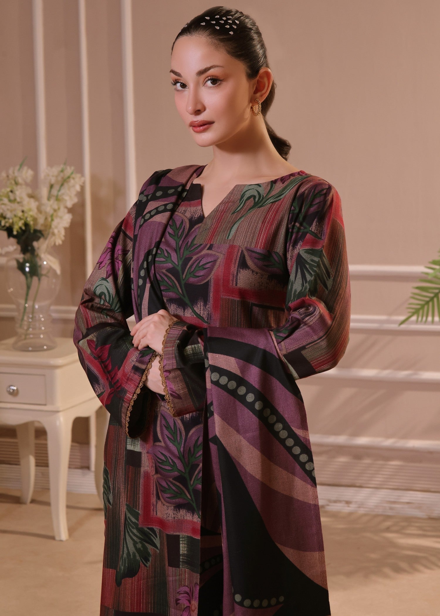 twill khaddar Unstitched in Multi