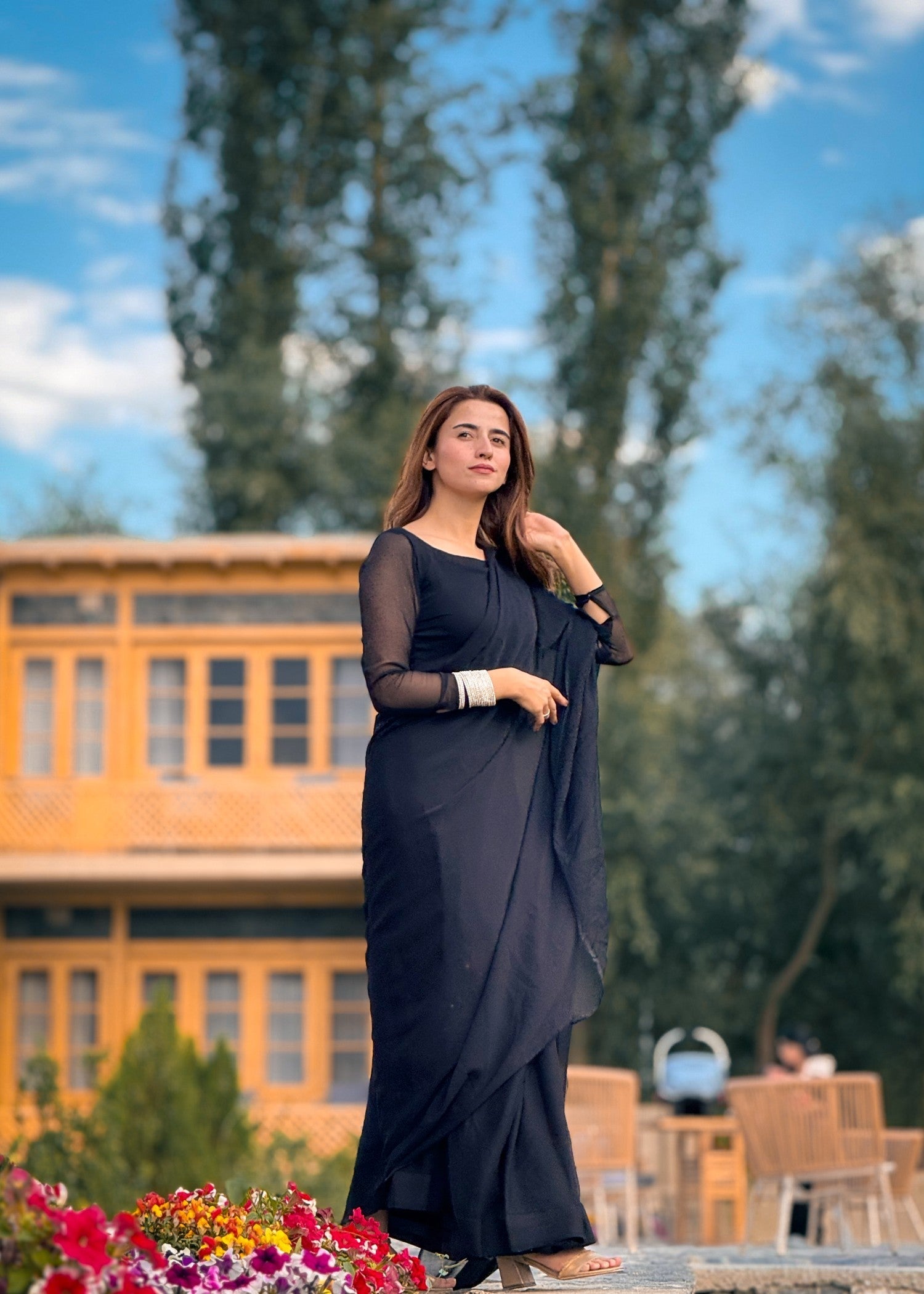 chiffon Saree in Black