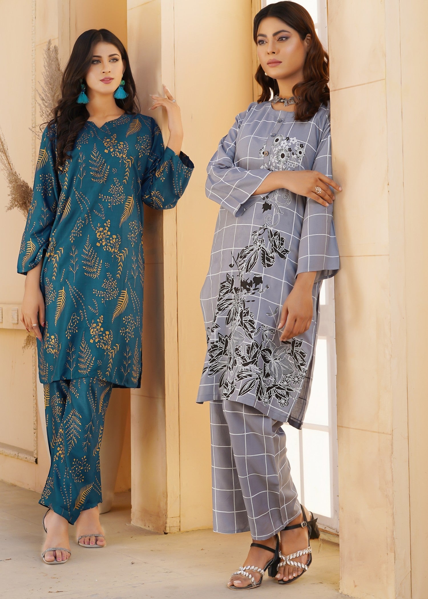 arabic lawn Co Ord Sets in Grey