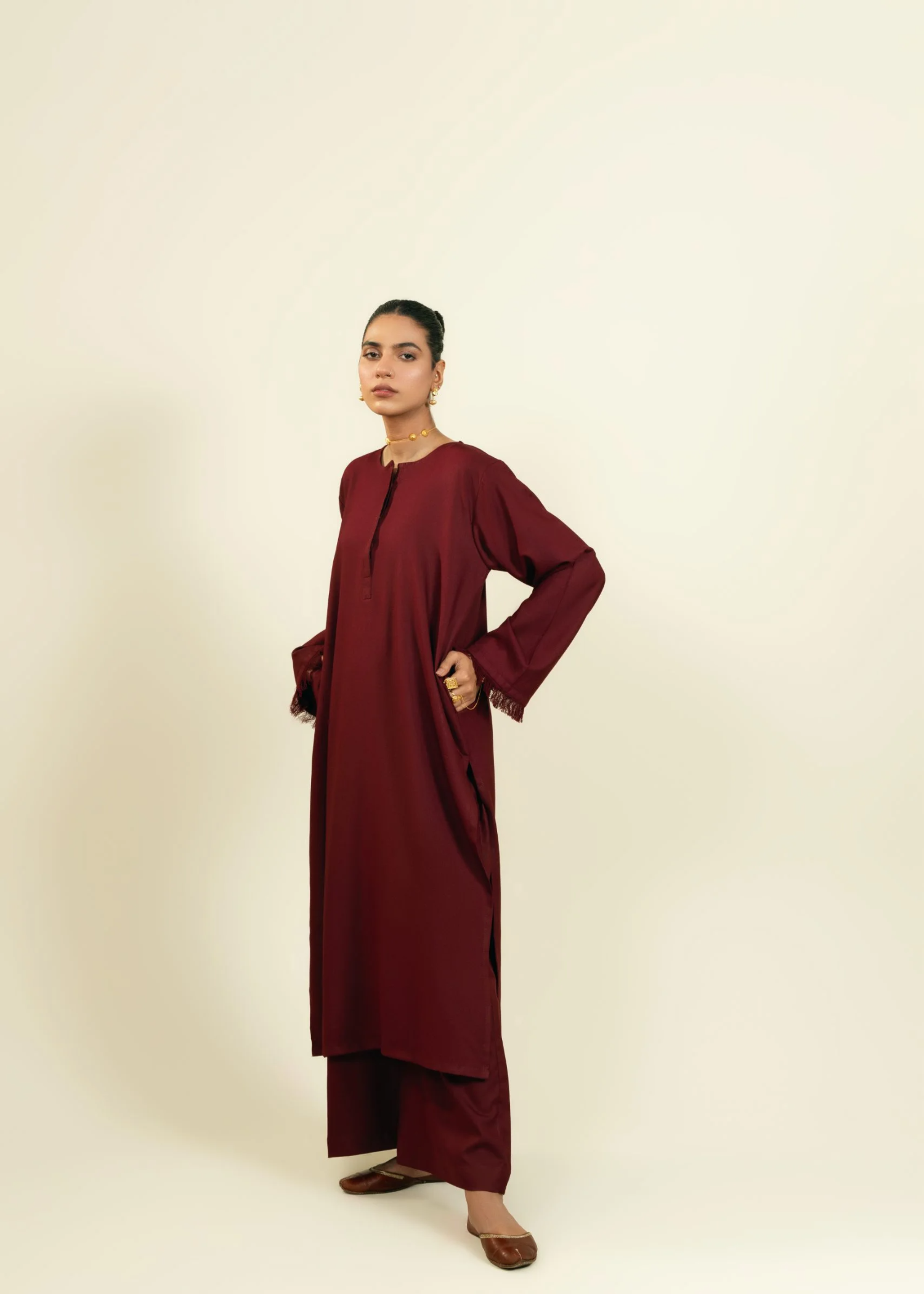 marina Kurta Set in Burgundy