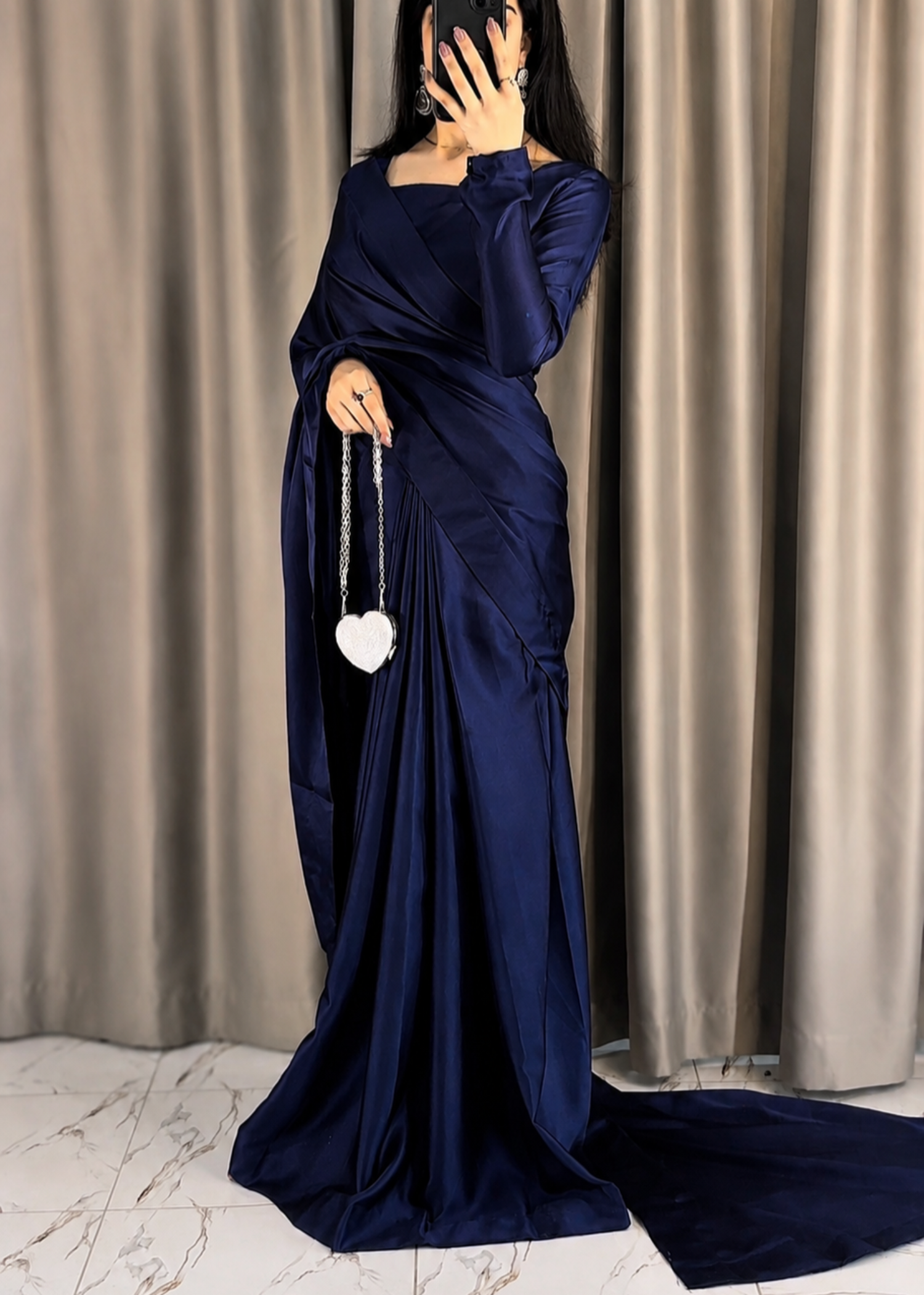 silk Saree in Navy blue