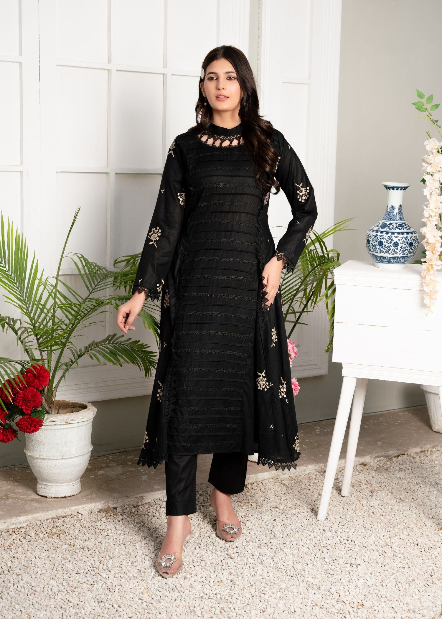 cotton Pishwas in Black