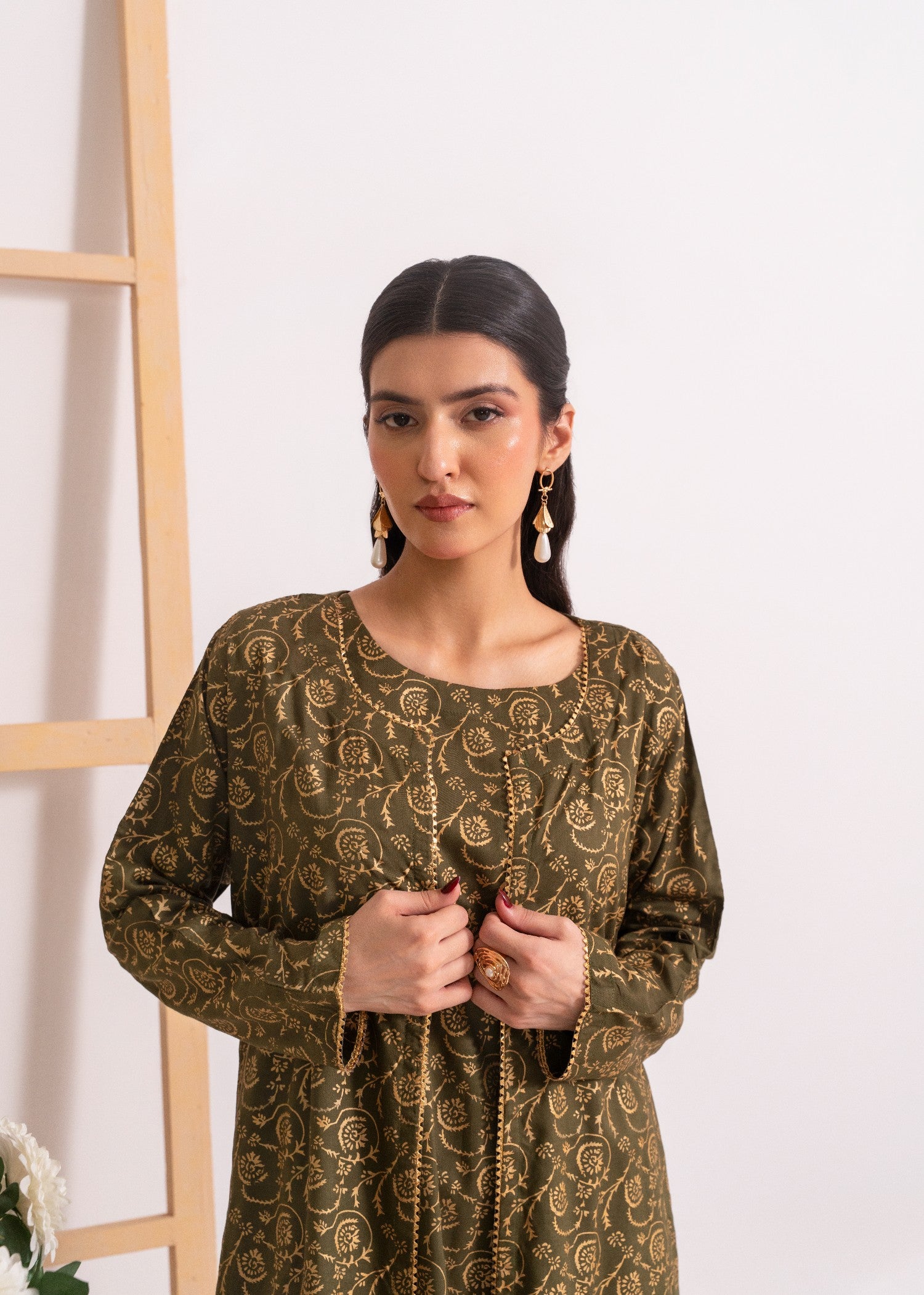 linen Gown in Army green