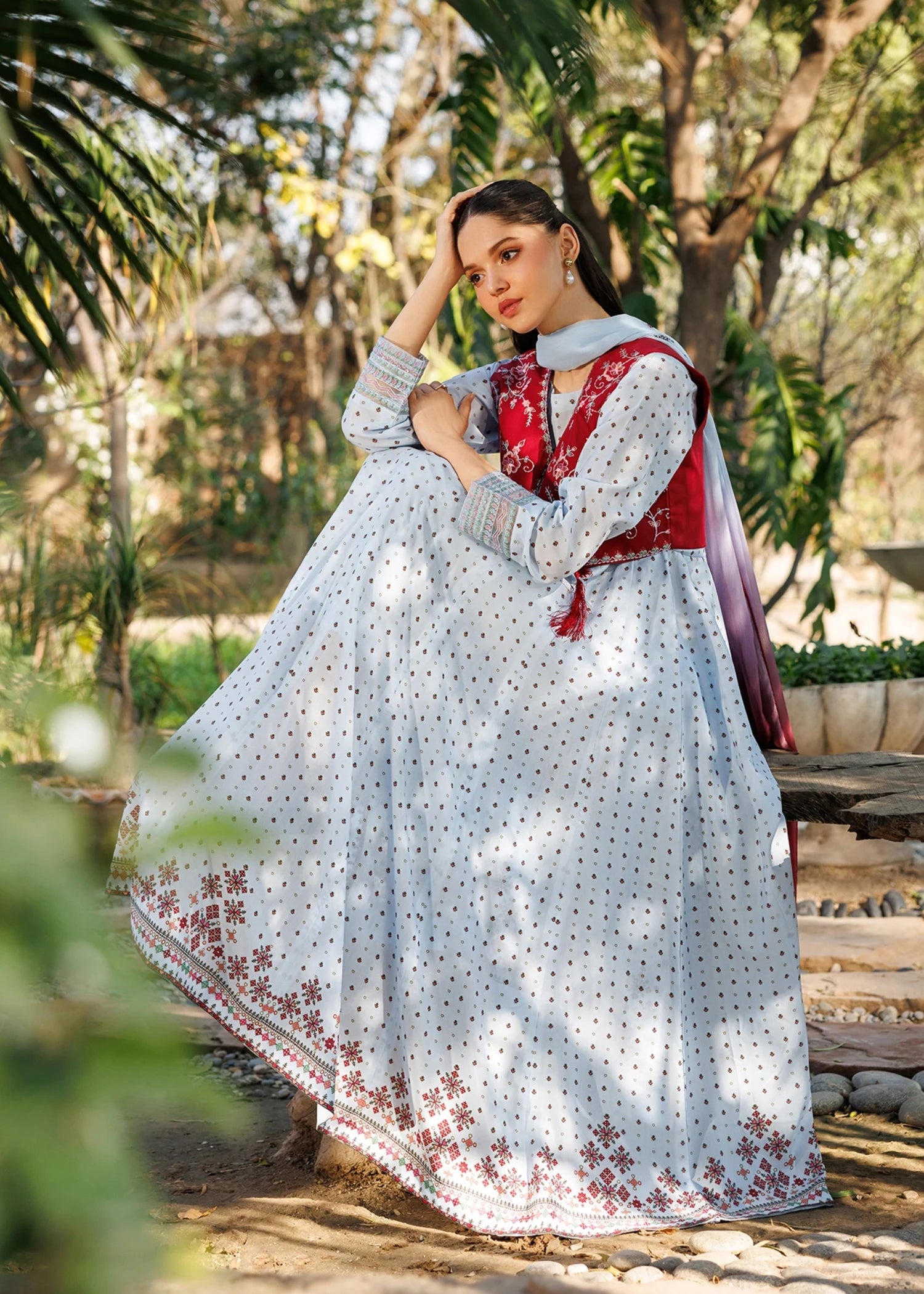 lawn cotton Pishwas in Sky blue
