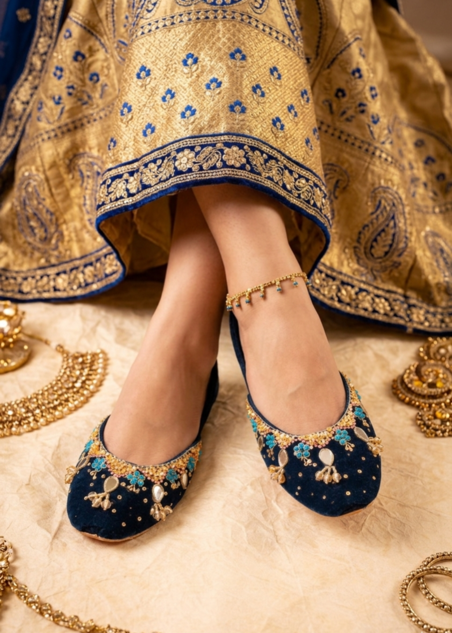 Khussa in Navy blue by - High Quality Women Khussa YRW3731