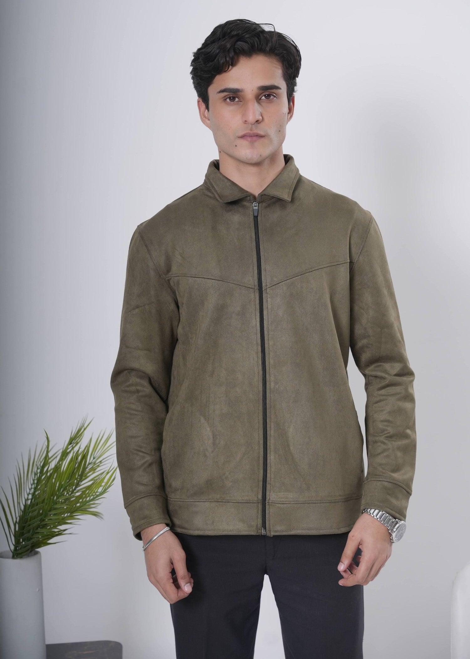 fleece Jacket in Olive green