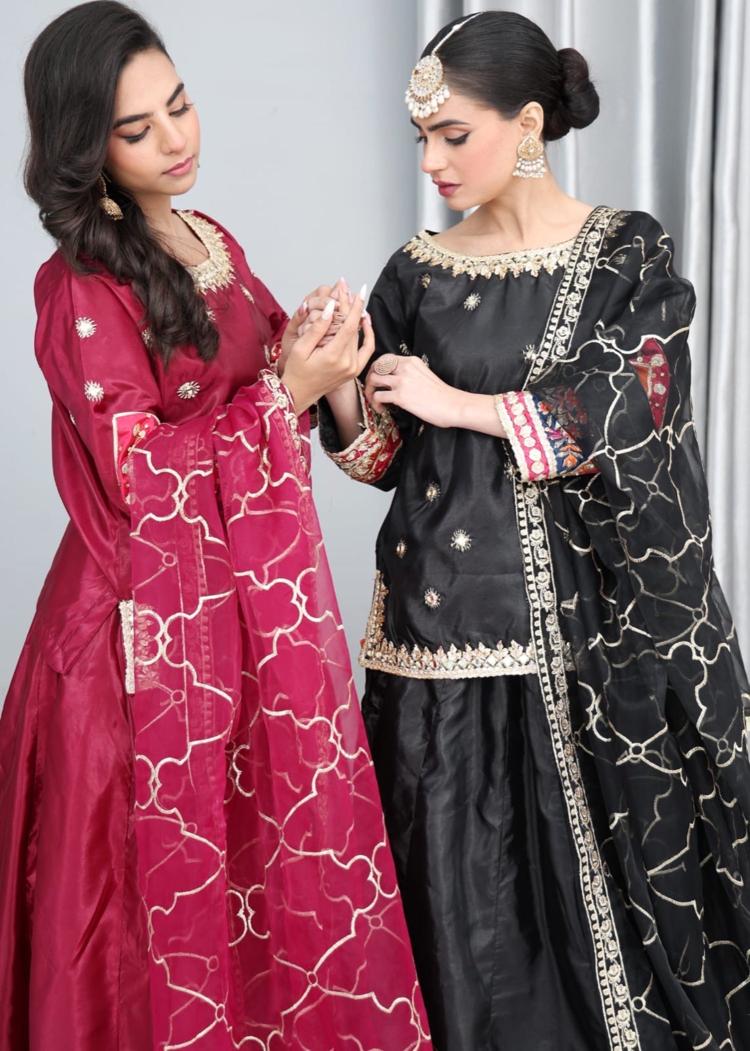 silk Lehenga in Amaranth