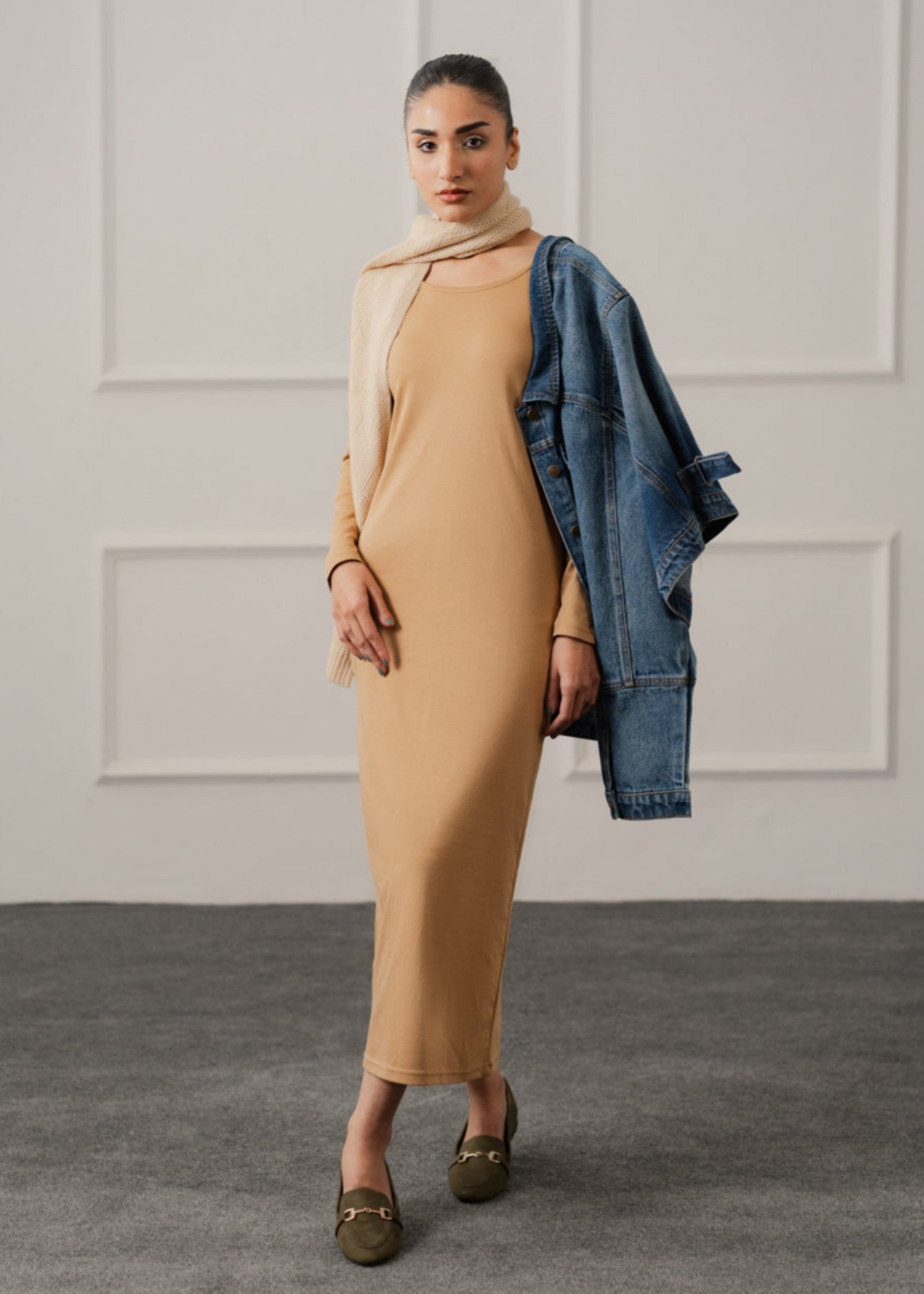 polycotton Dress in Beige