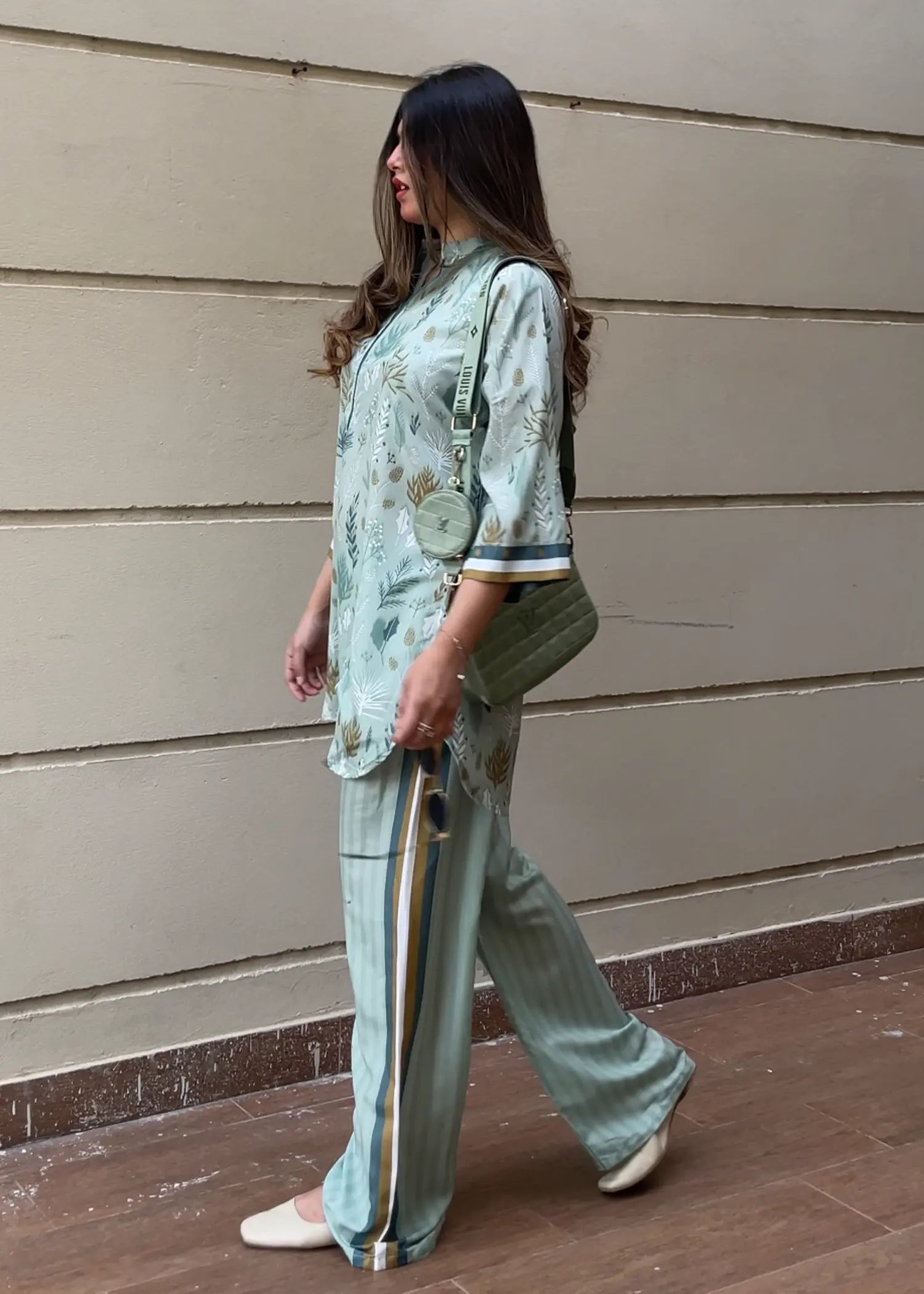 poly lawn Kurta Set in Cloud blue