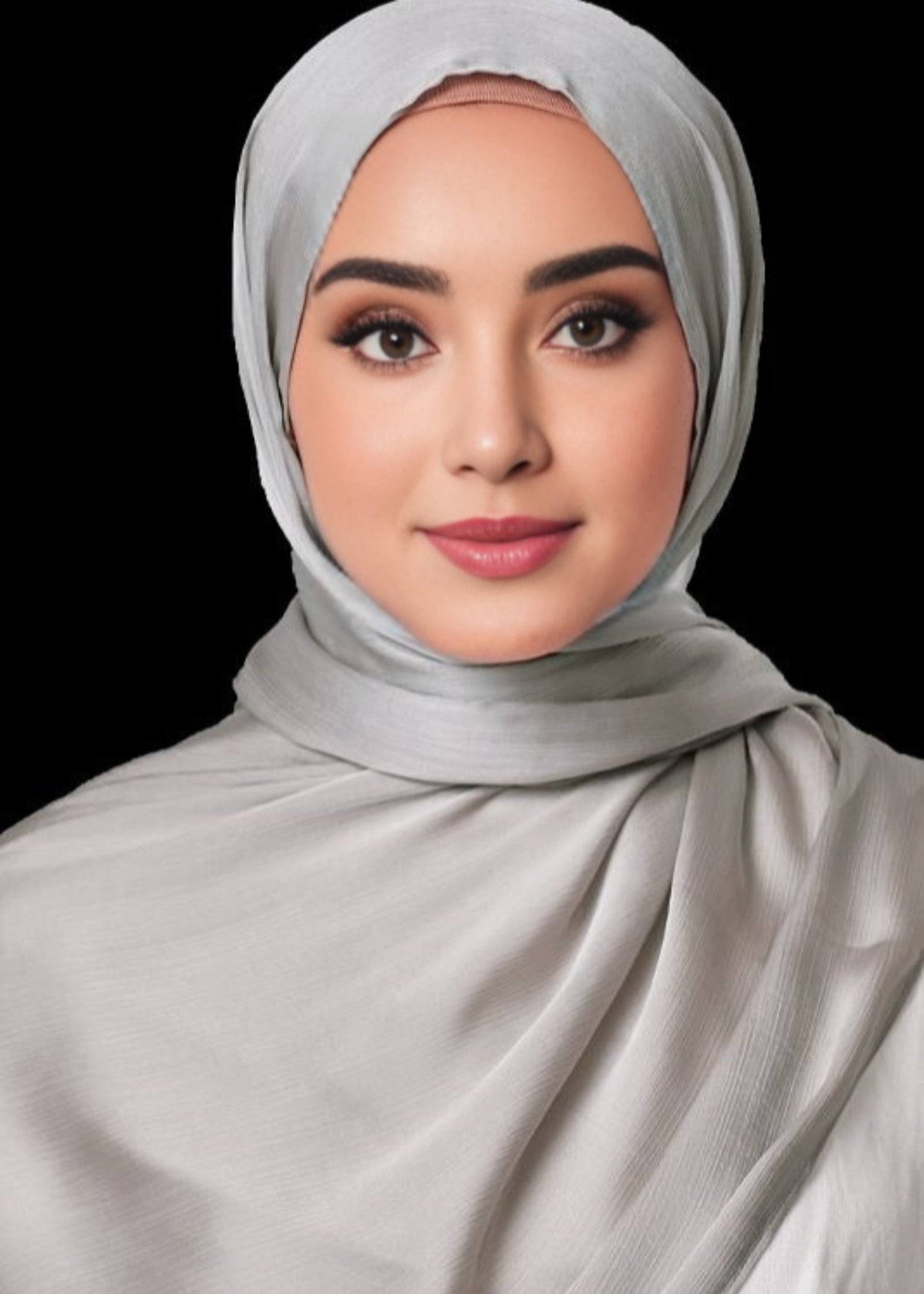satin silk Hijab in Silver