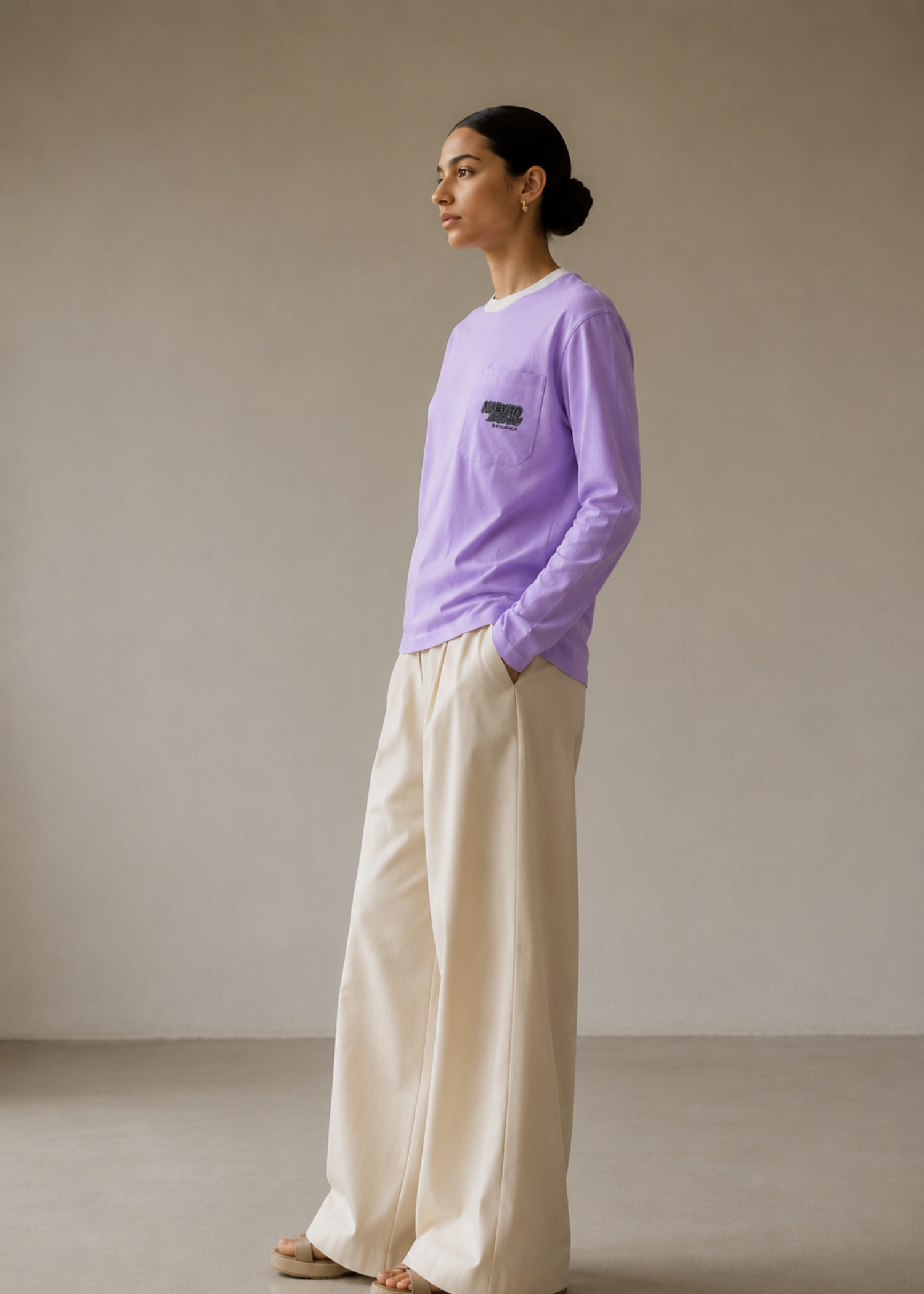 cotton jersey T Shirt in Lilac