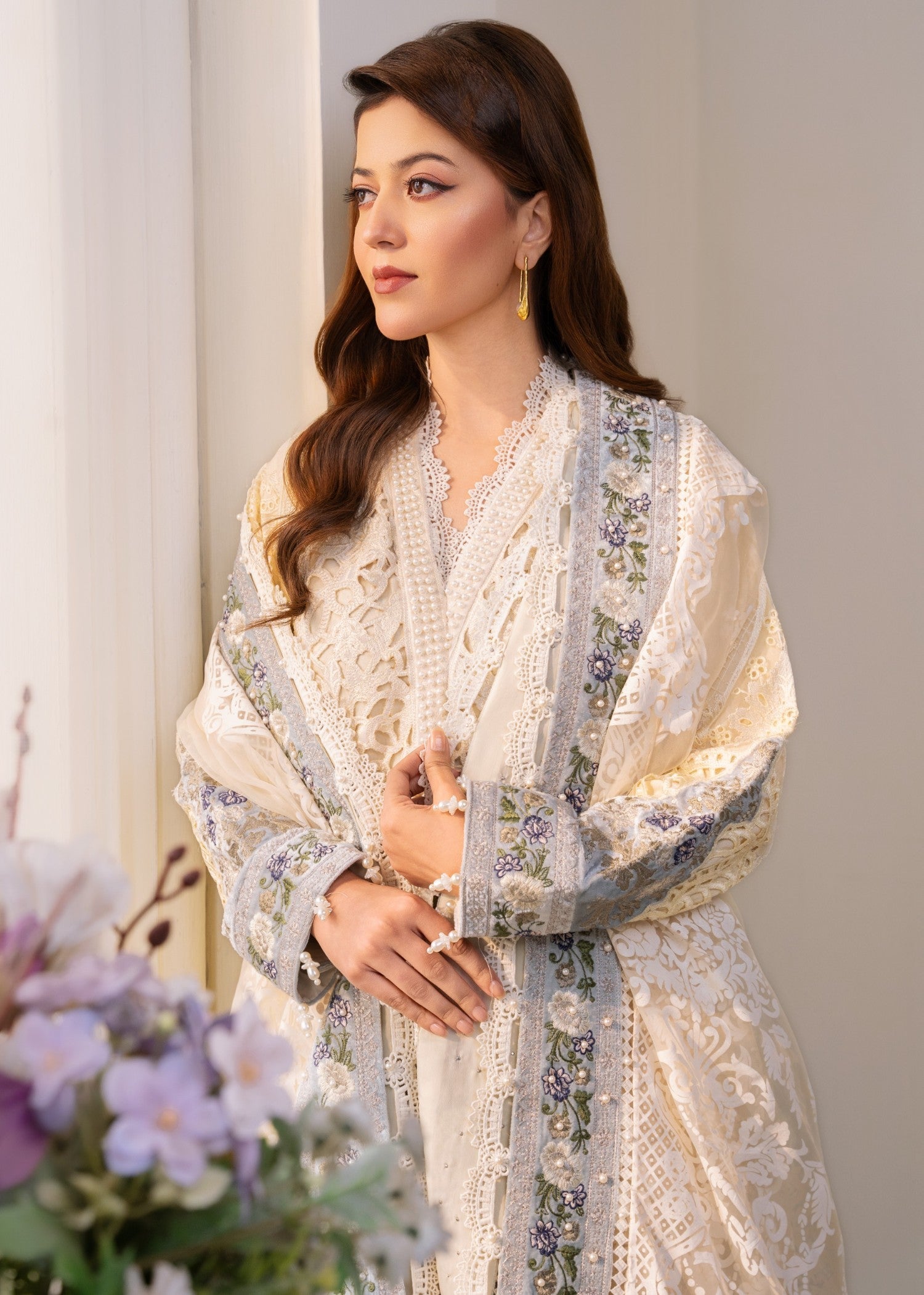 organza Kurta Set in Cream