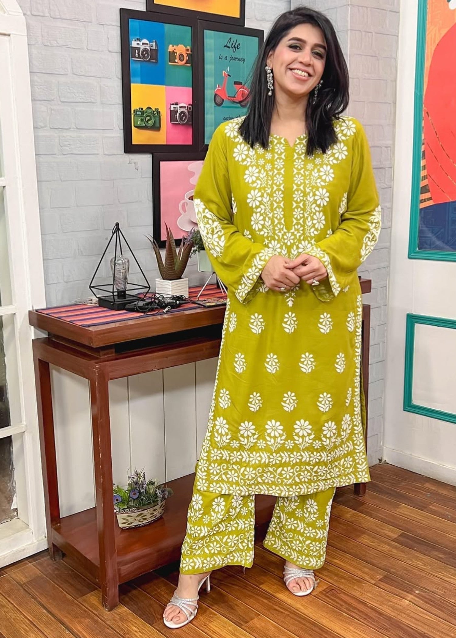 linen Co Ord Sets in Yellow green