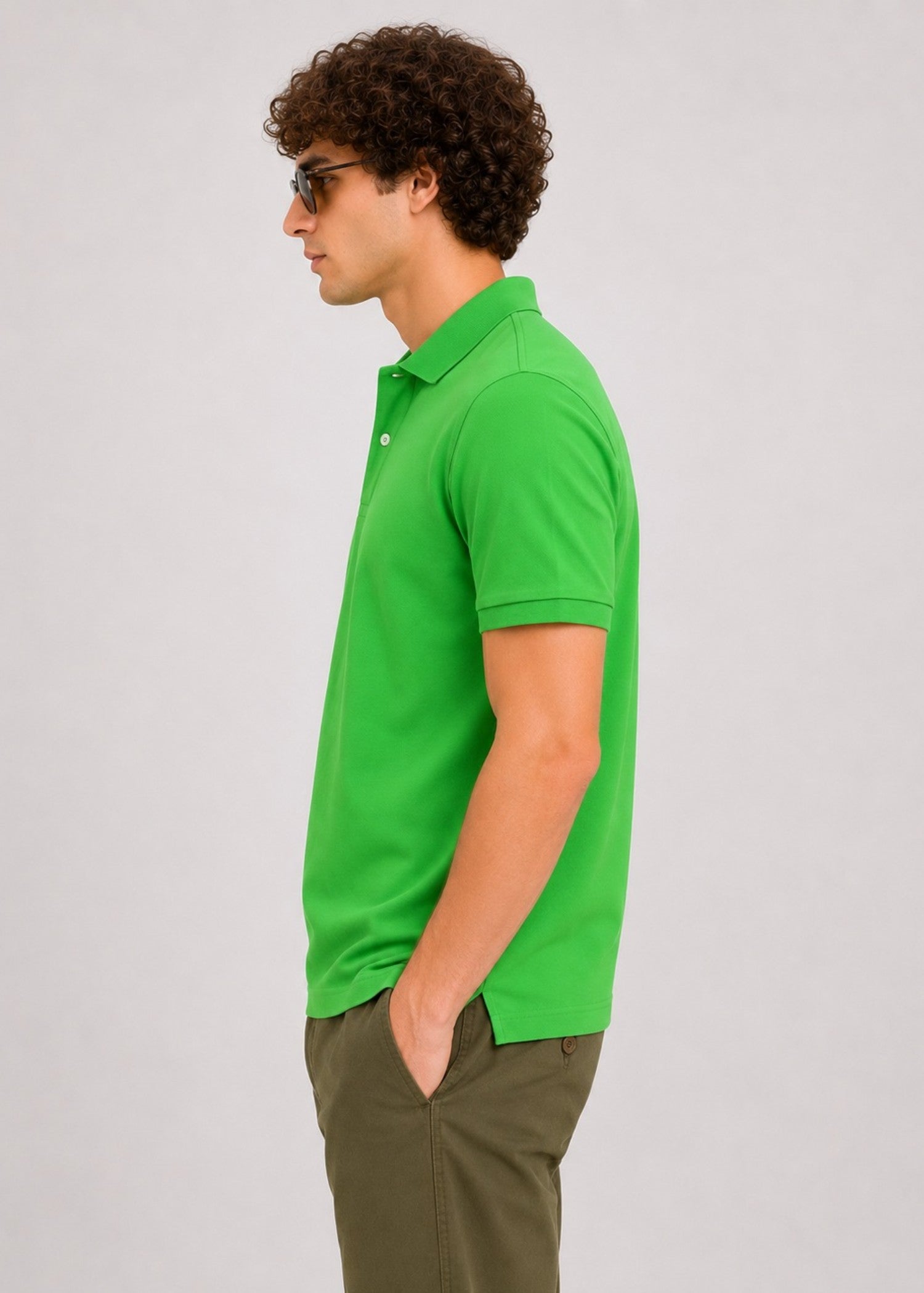 cotton jersey Polo Shirt in Lime green
