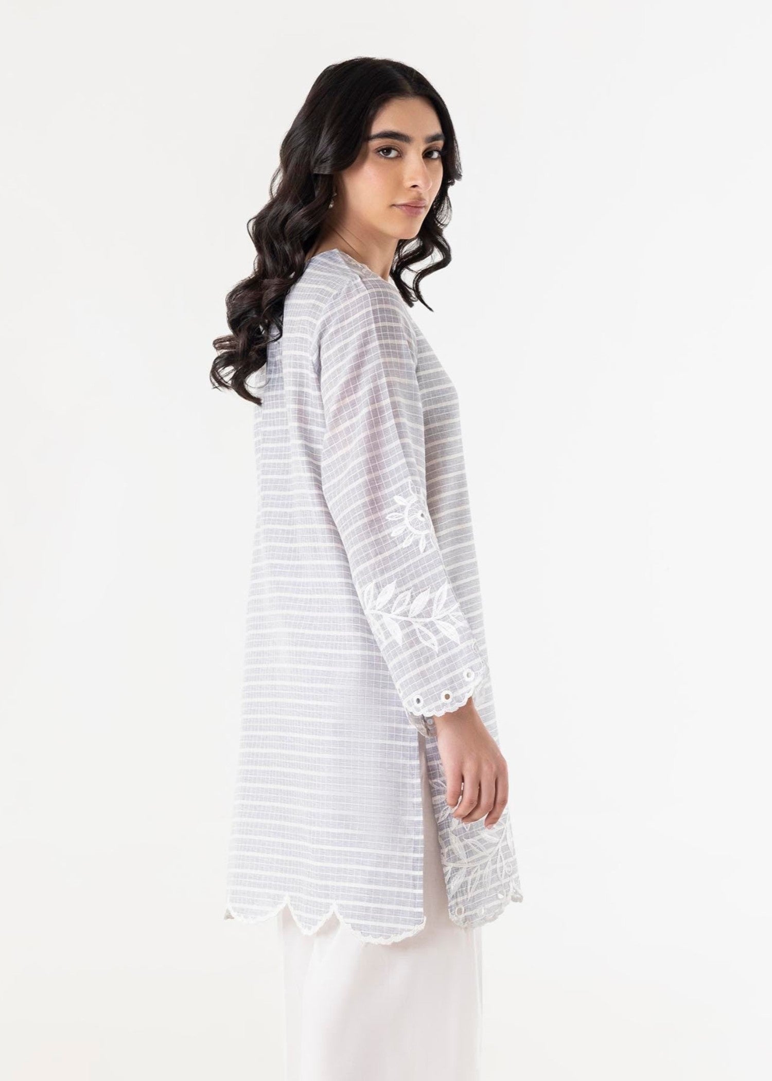 chambray Kurti in Light grey