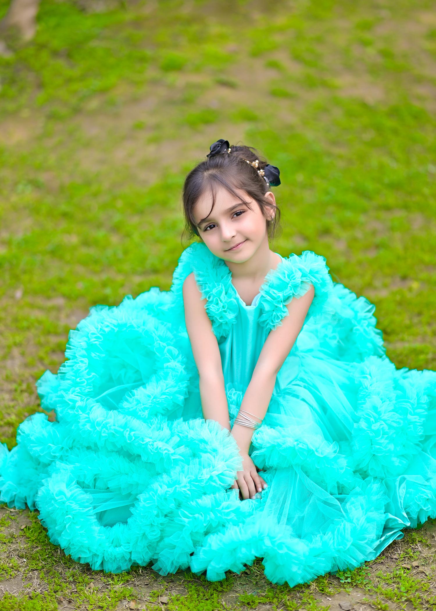 net Frock in Aquamarine
