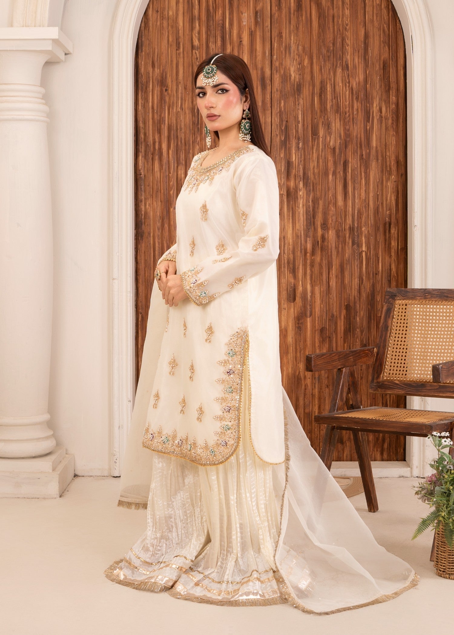 organza Sharara in Off-white