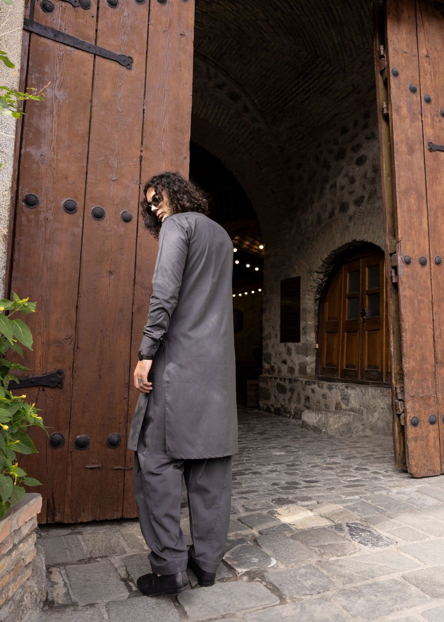 cotton Shalwar Kameez in Gunmetal