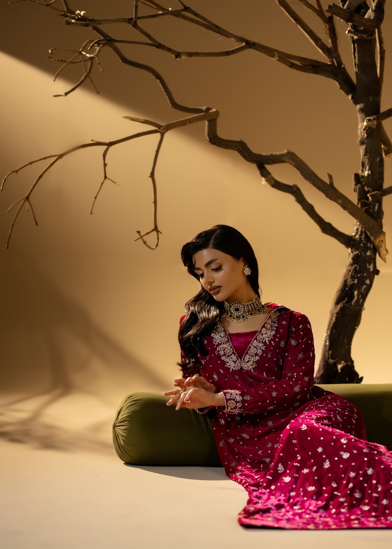chinese micro velvet 9000 Kaftan in Hot pink