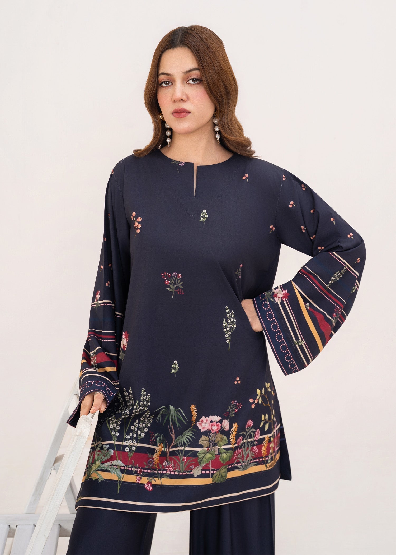 poly lawn Co Ord Sets in Navy blue
