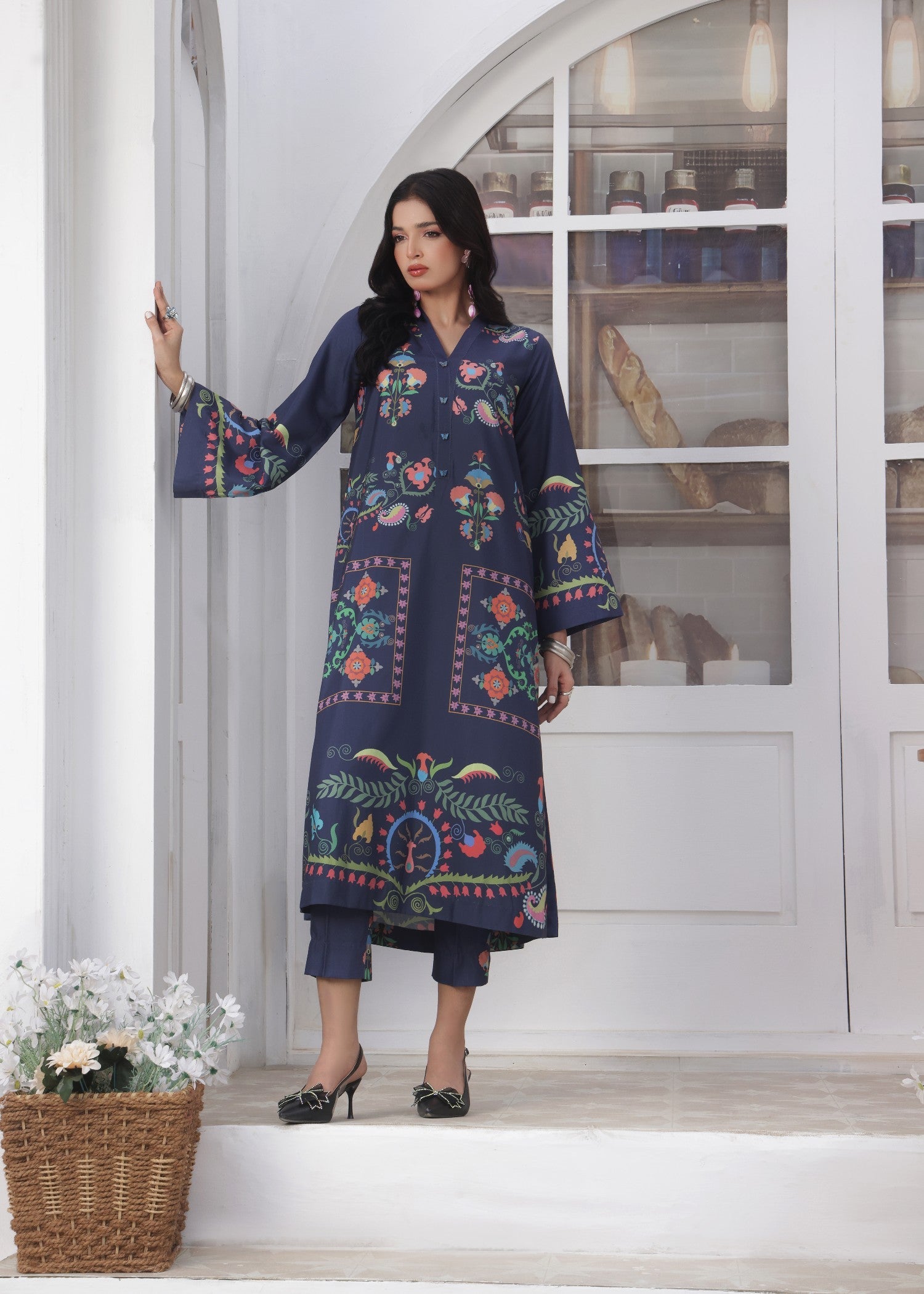 slub lawn Co Ord Sets in Navy blue