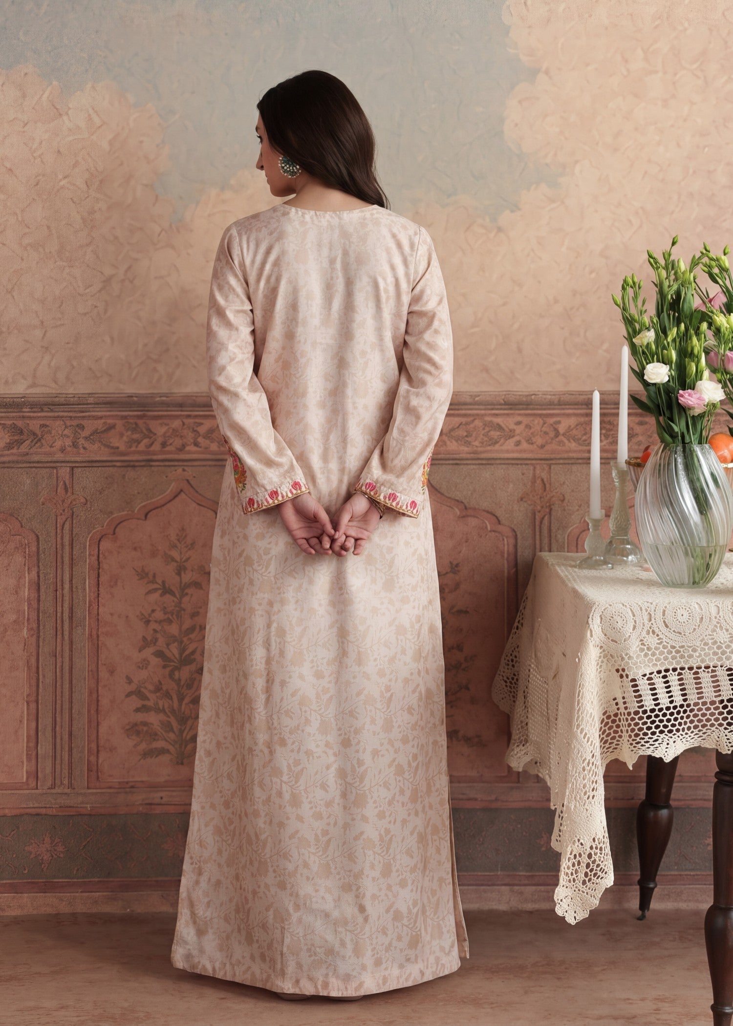 lawn Kaftan in Peach orange