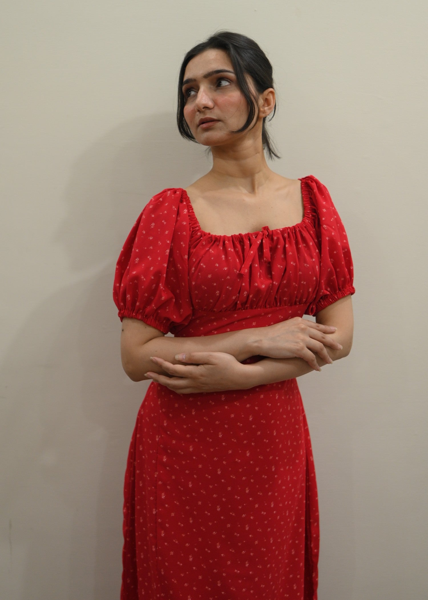 grip Dress in Ruby red