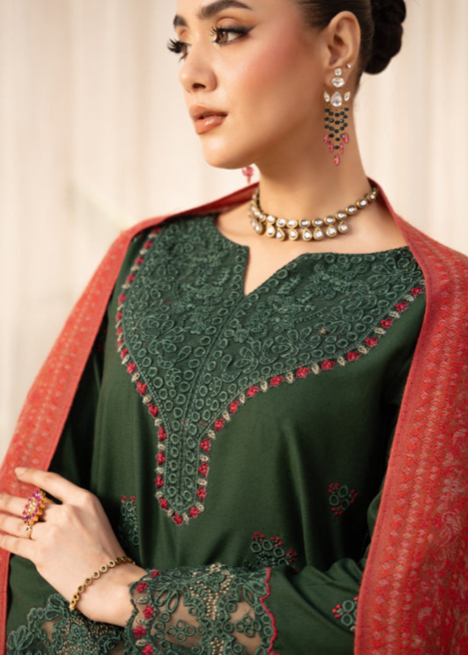 dhanak Kurta Set in Apple green