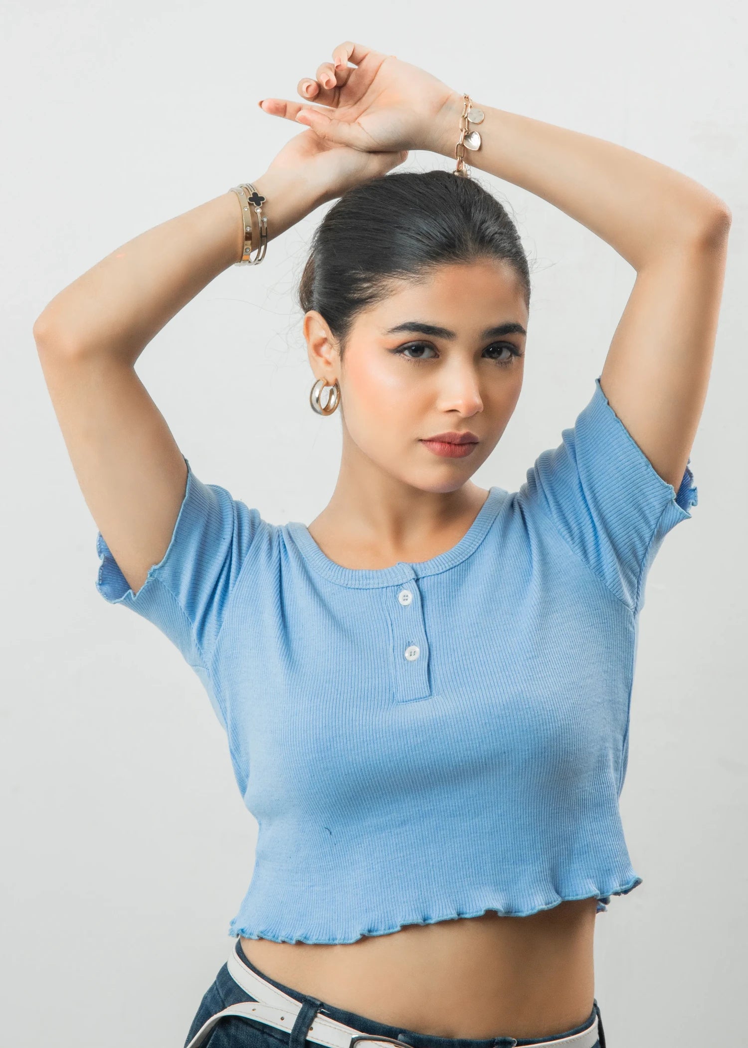 jersey knit Top in Sky blue