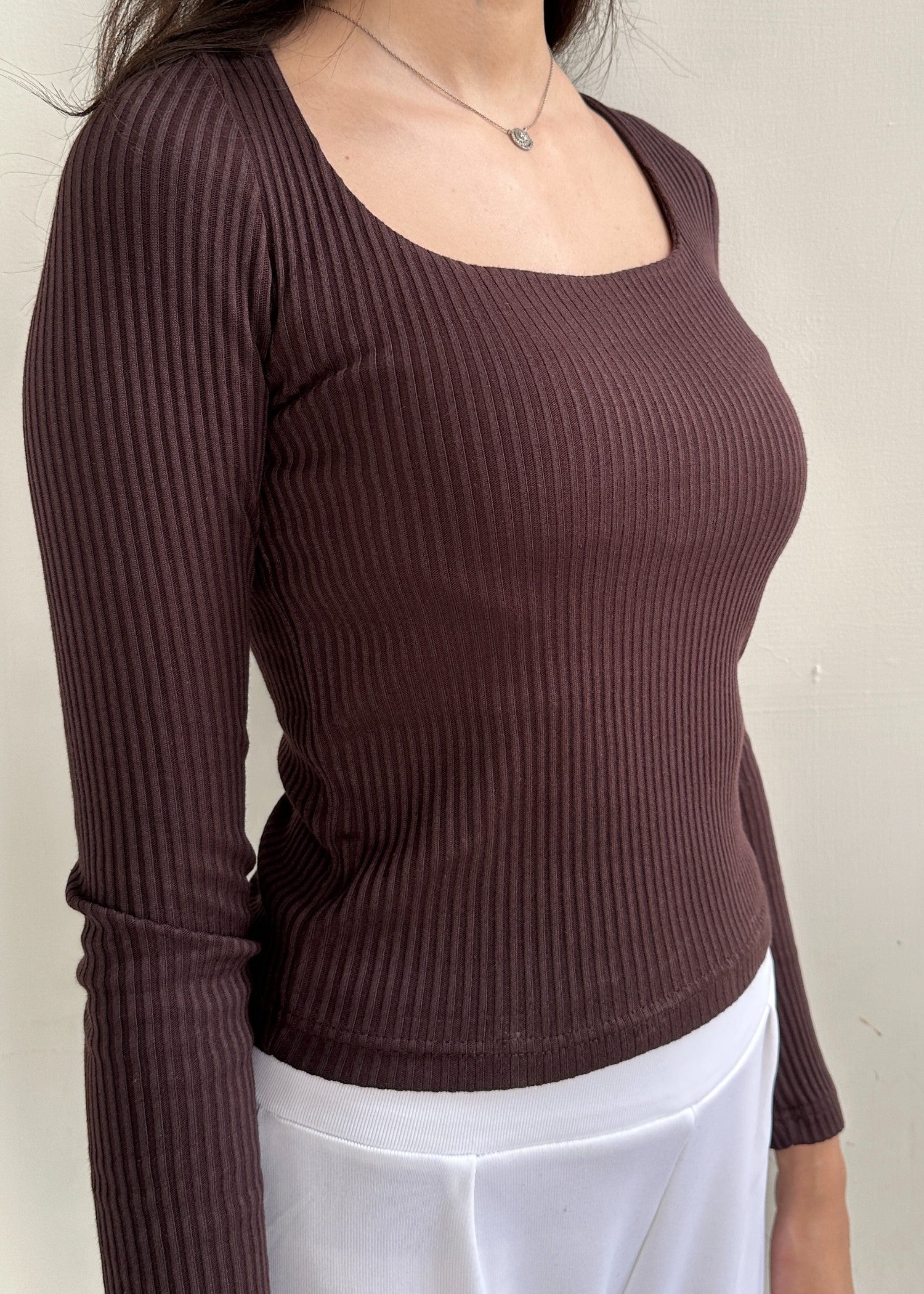 polyester Blouse in Chocolate brown
