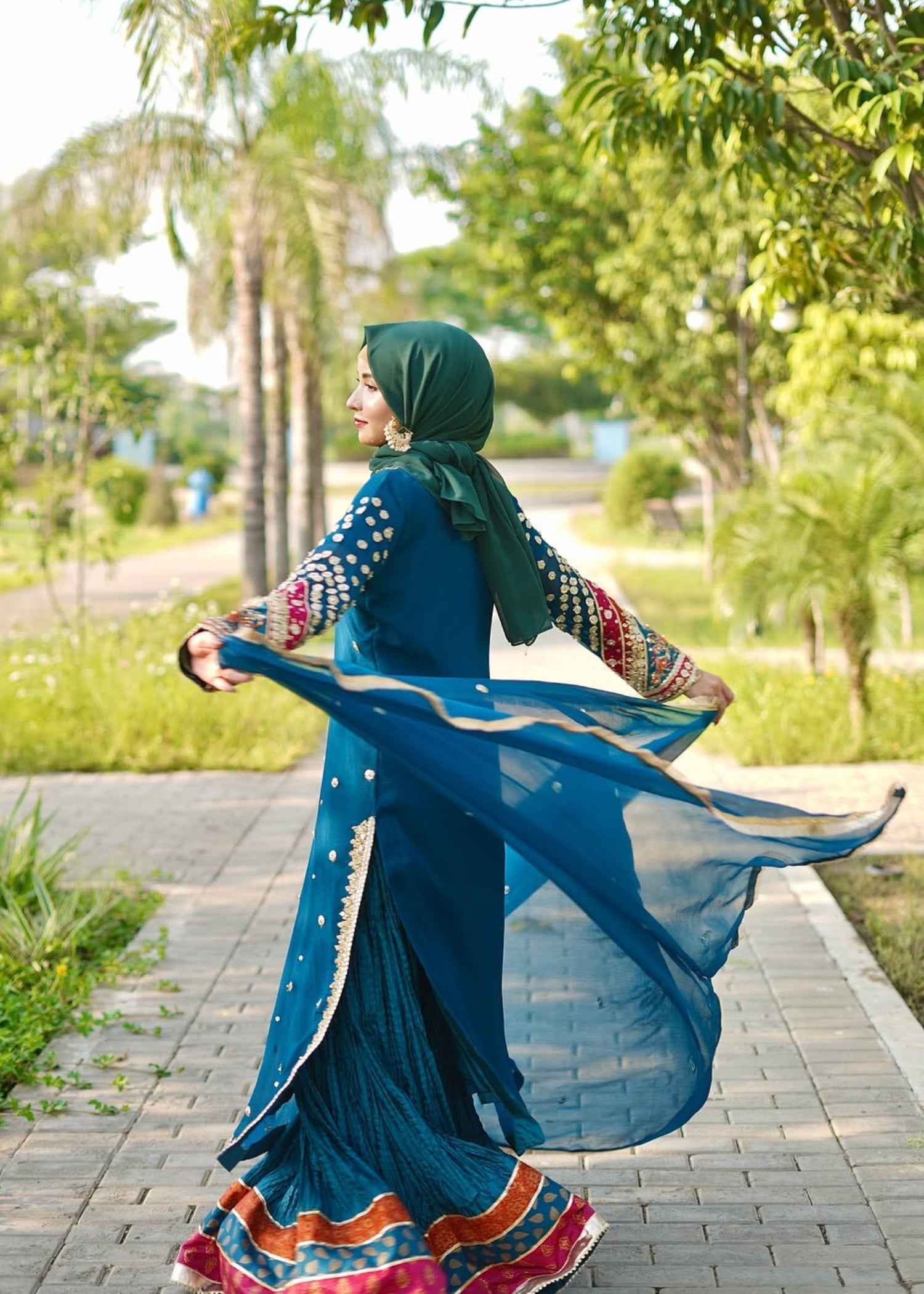 chiffon Sharara in Teal