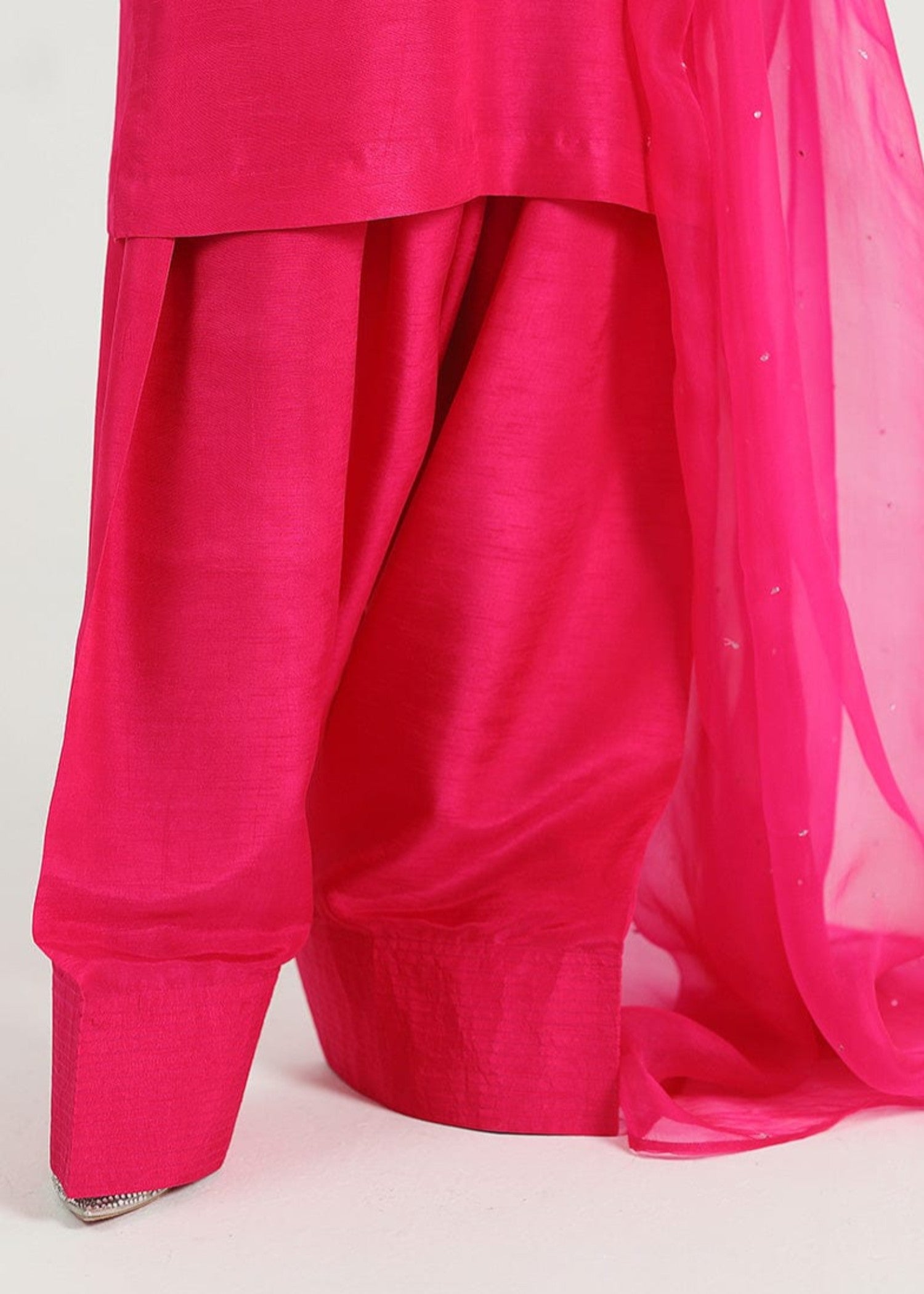 pk raw silk Kurta Set in Shocking pink
