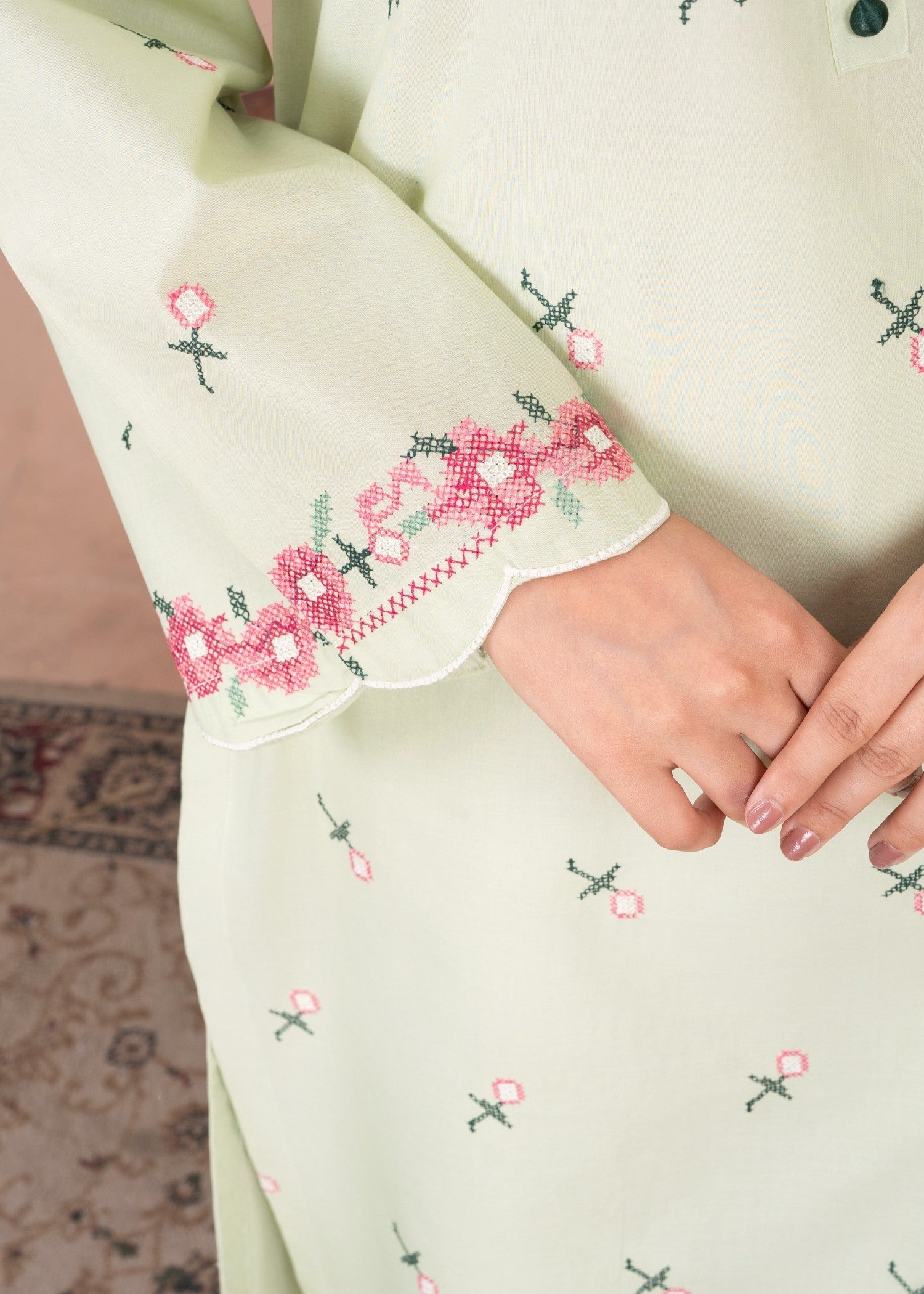 cotton Kurta Set in Mint green