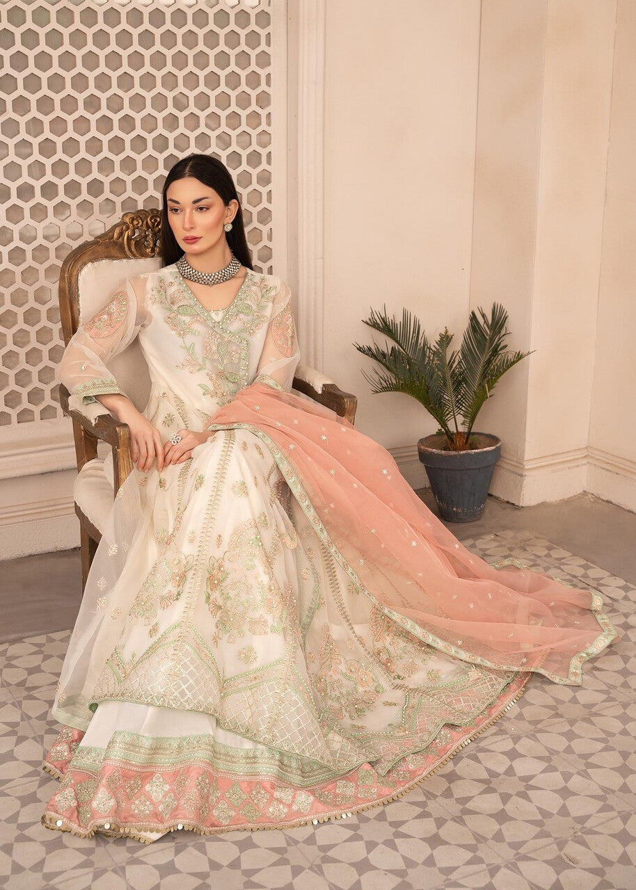 organza Angrakha in Off-white