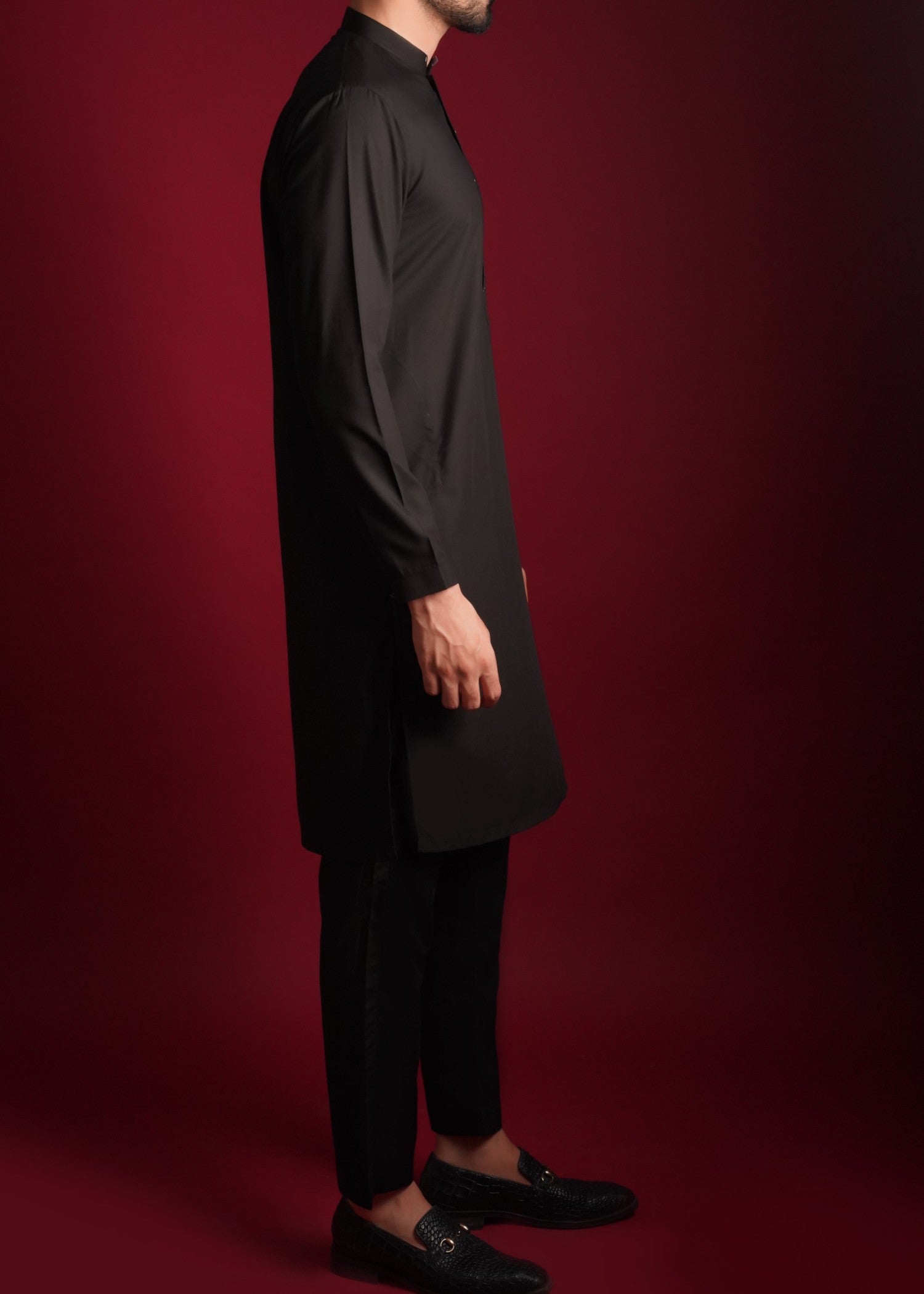 wash & wear Kurta Set in Jet black