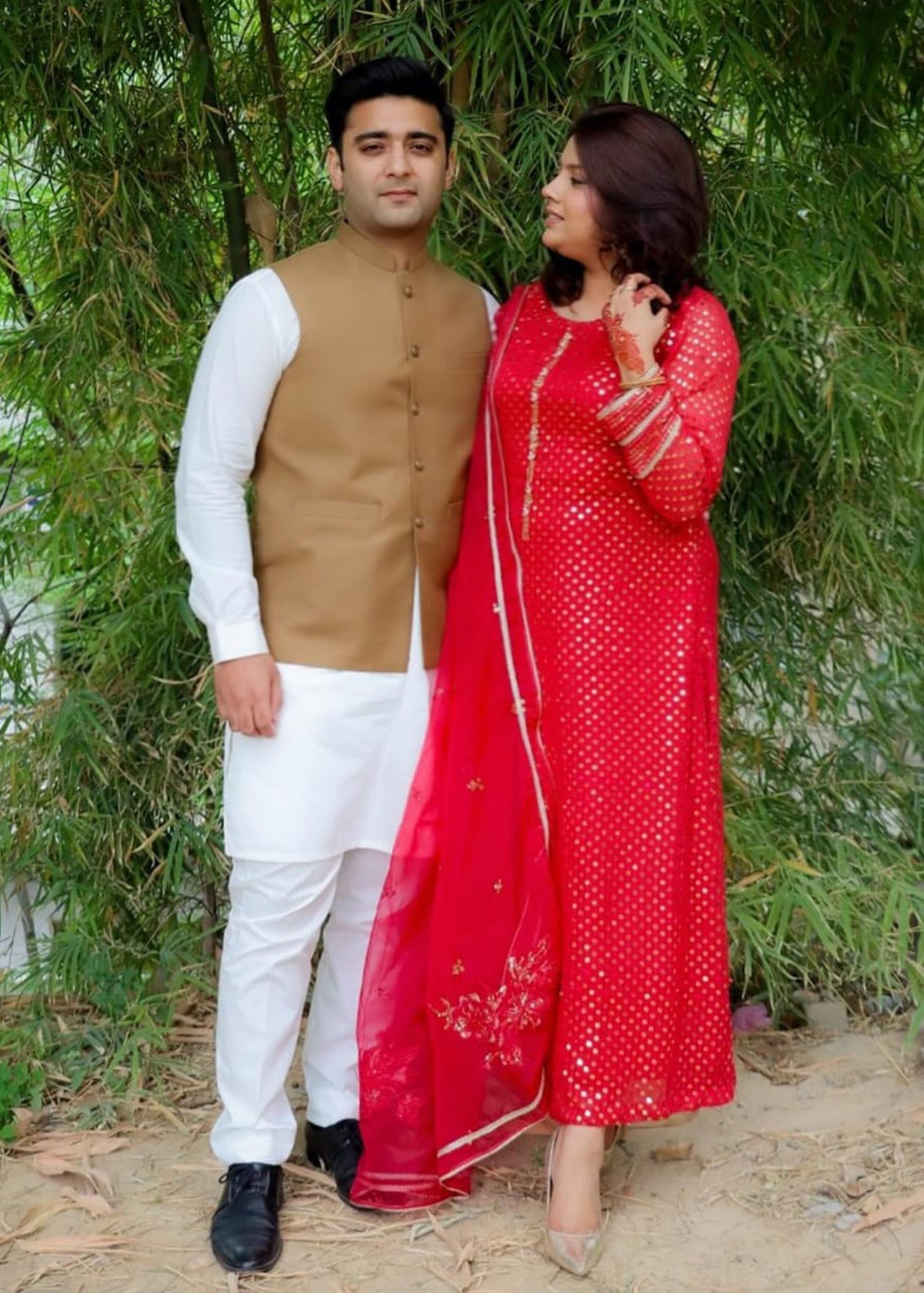 chikankari cotton Kurta Set in Red