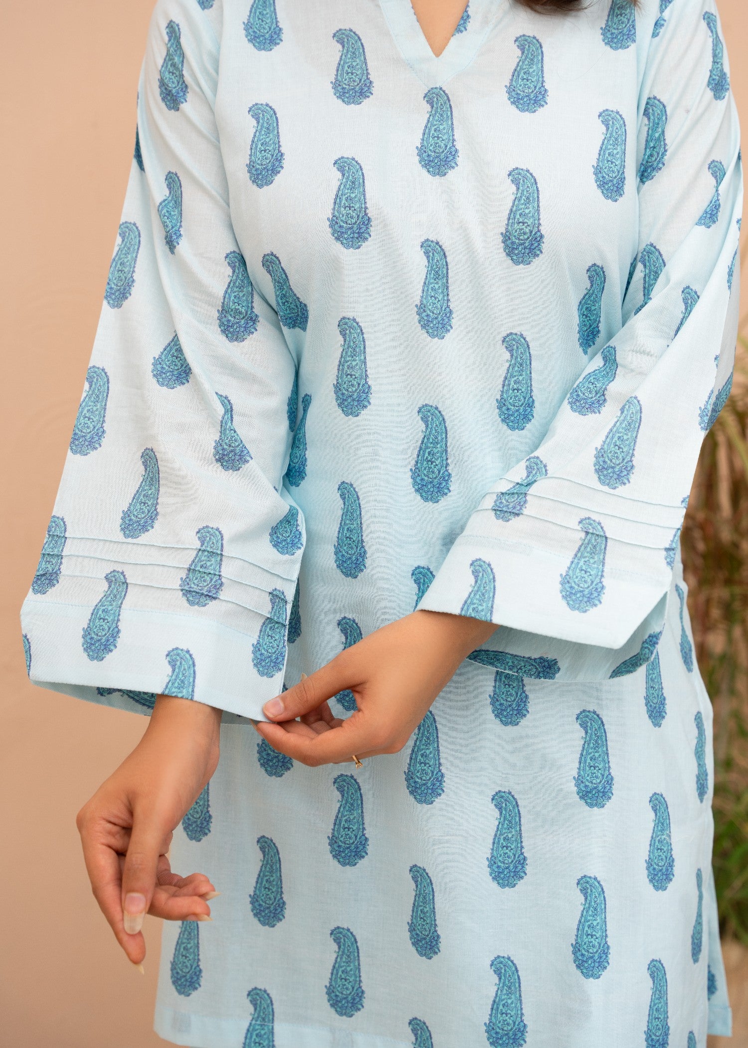 slub cambric Co Ord Sets in Blue lagoon