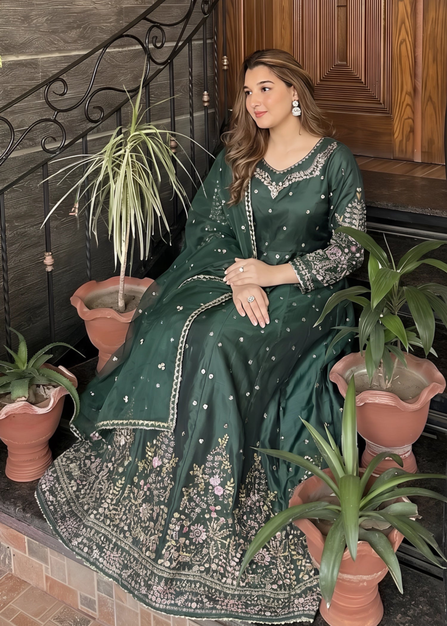 silk Maxi in Dark green