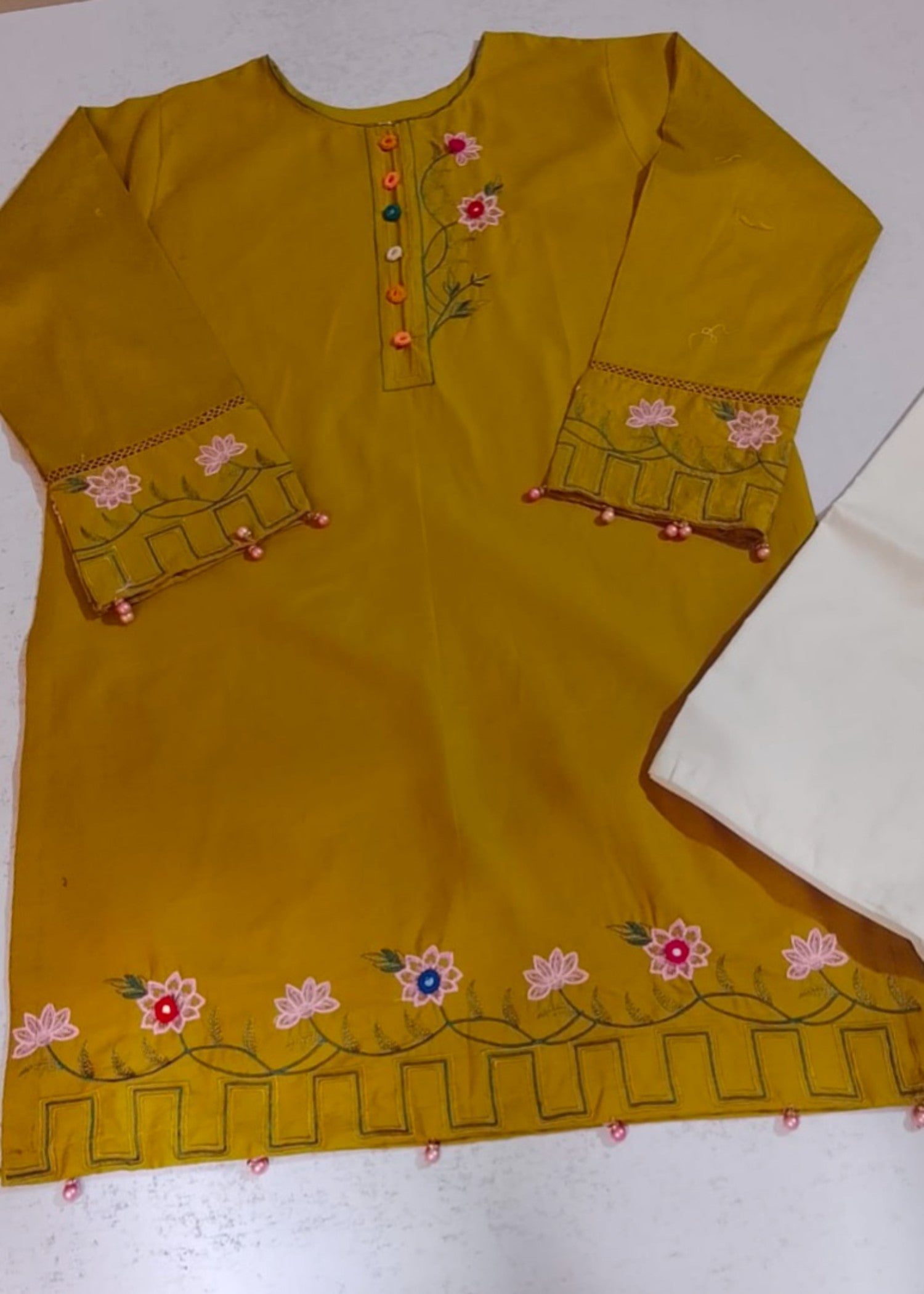 cotton Kurta Set in Goldenrod